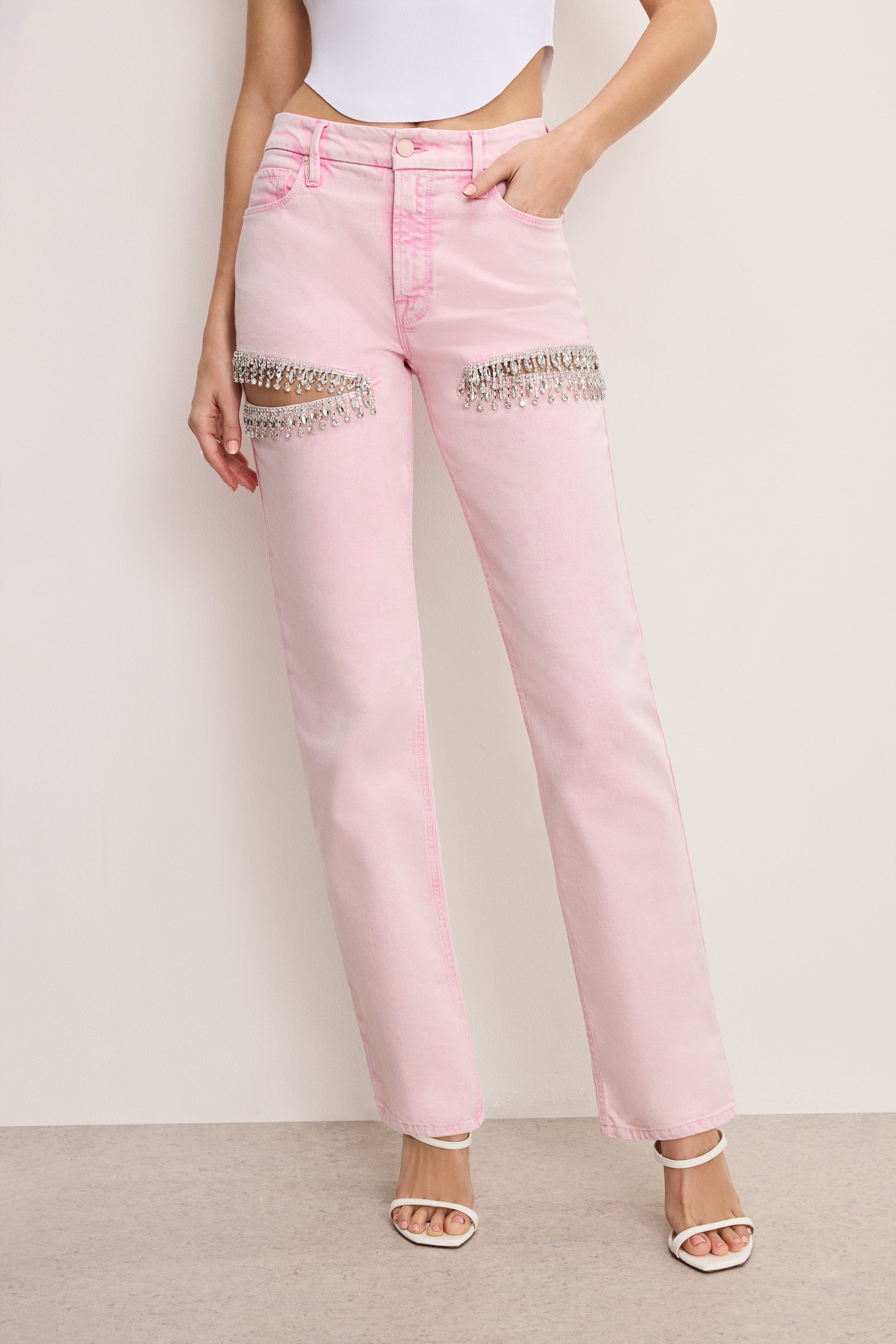 GOOD AMERICAN Iconic Slim Diamond Fit Jeans | Rose Quartz Mineral Wash 001