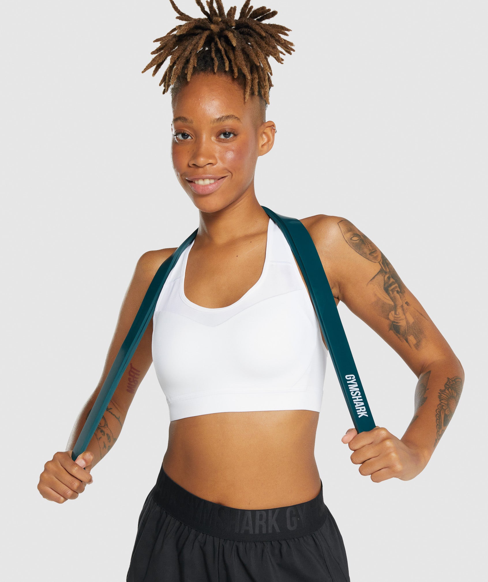 GYMSHARK Gymshark Adjustable 11-36kg Premium Resistance Band - Vibrant Teal Color for Home Workouts 