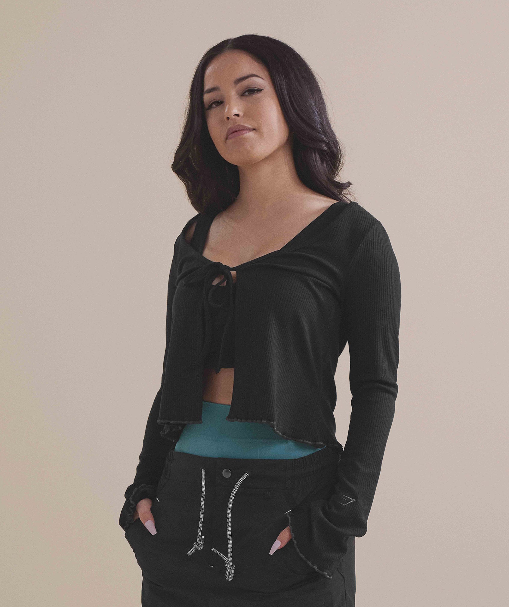 GYMSHARK CozyFit Pause Open Front Knit Cardigan - Classic Black