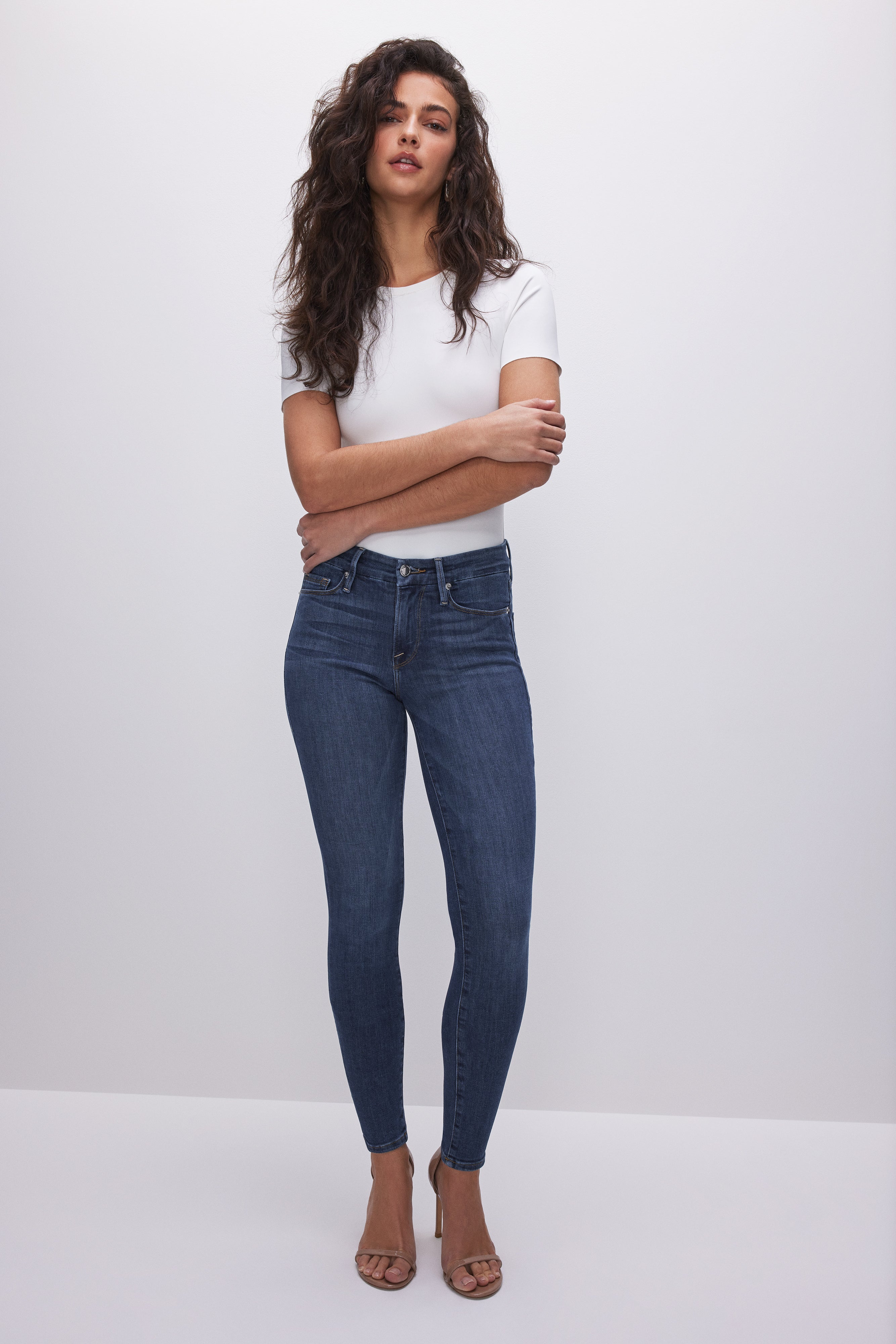 GOOD AMERICAN Slim-Fit High-Waisted Skinny Jeans | Blue004 Denim Shade