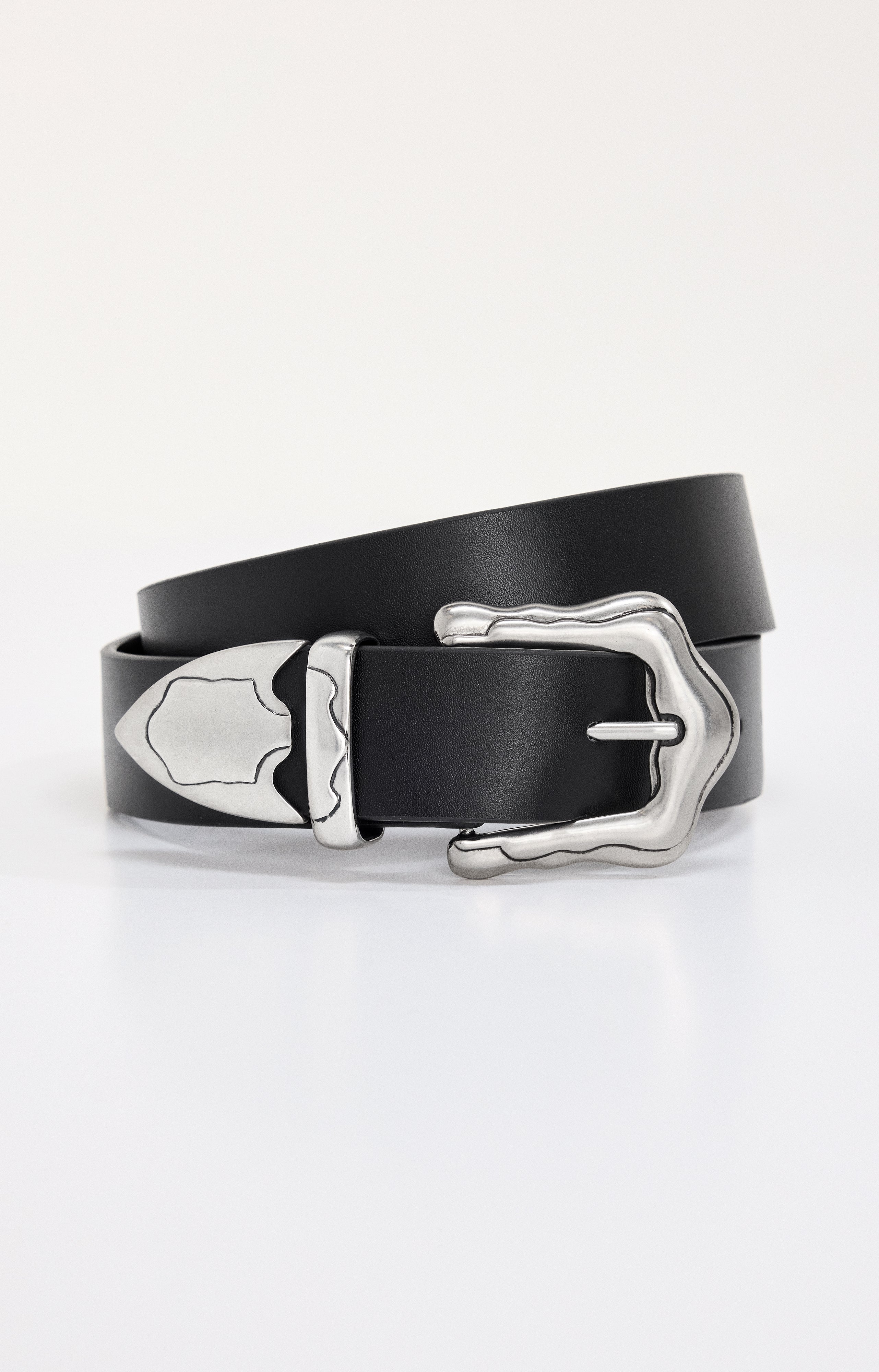 GOOD AMERICAN Handcrafted Western-Style Leather Belt | Premium Cowhide Strap with Classic Buckle | Jet Black