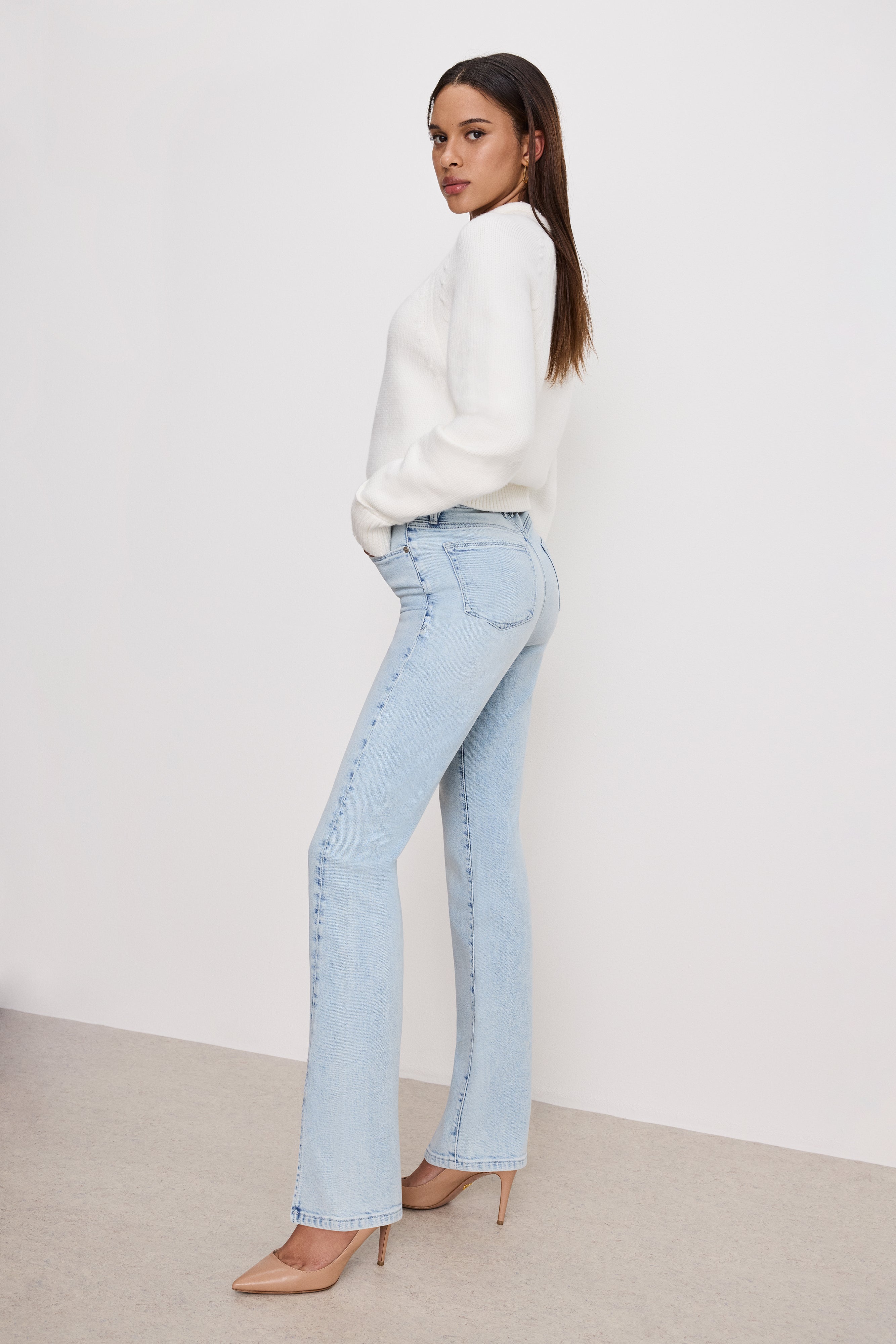 GOOD AMERICAN GOOD BOY Straight-Leg Denim Pants | Indigo Wash 753 