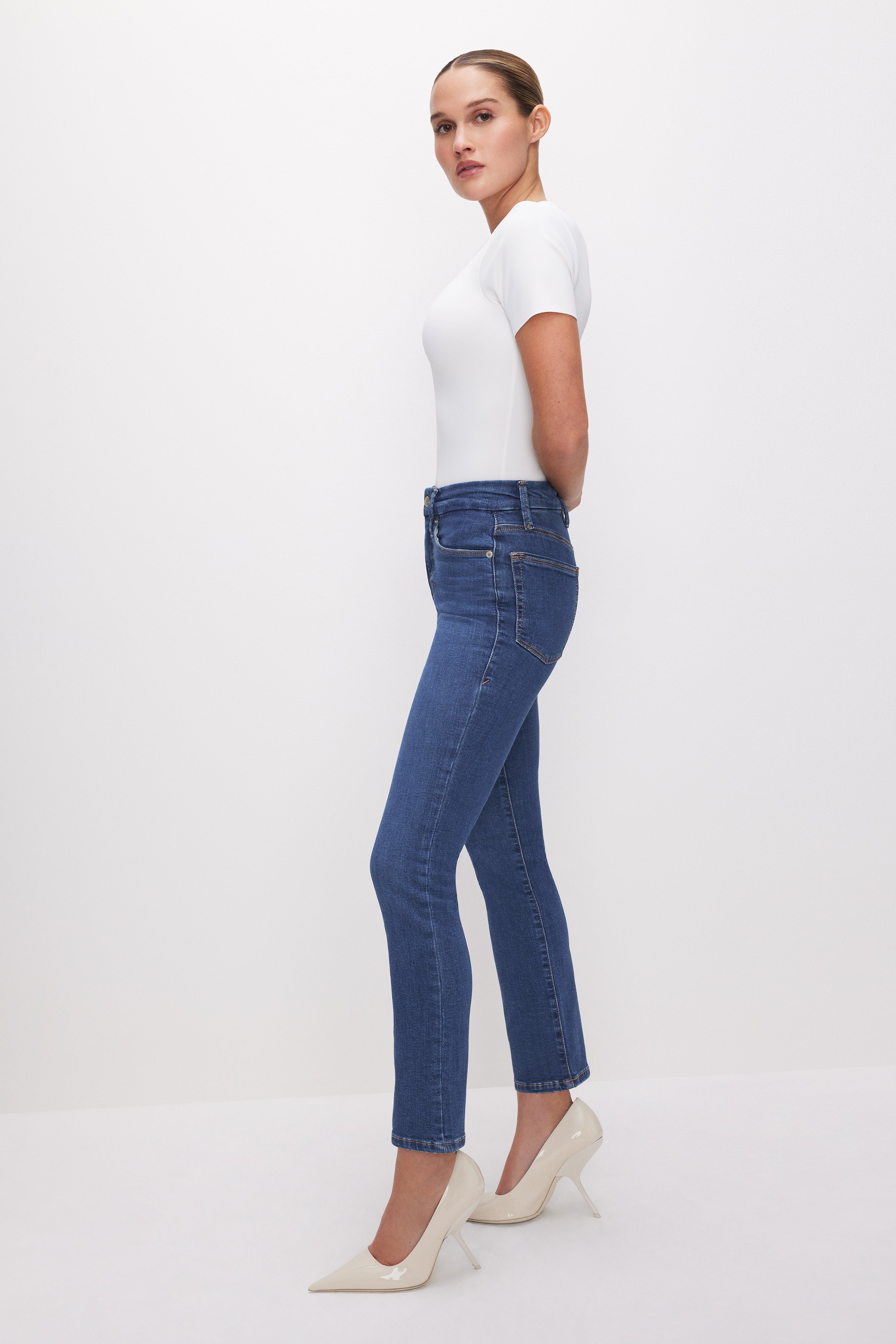 GOOD AMERICAN Flattering Straight-Leg Jeans | Midnight Blue Wash, Perfect Tummy Control 