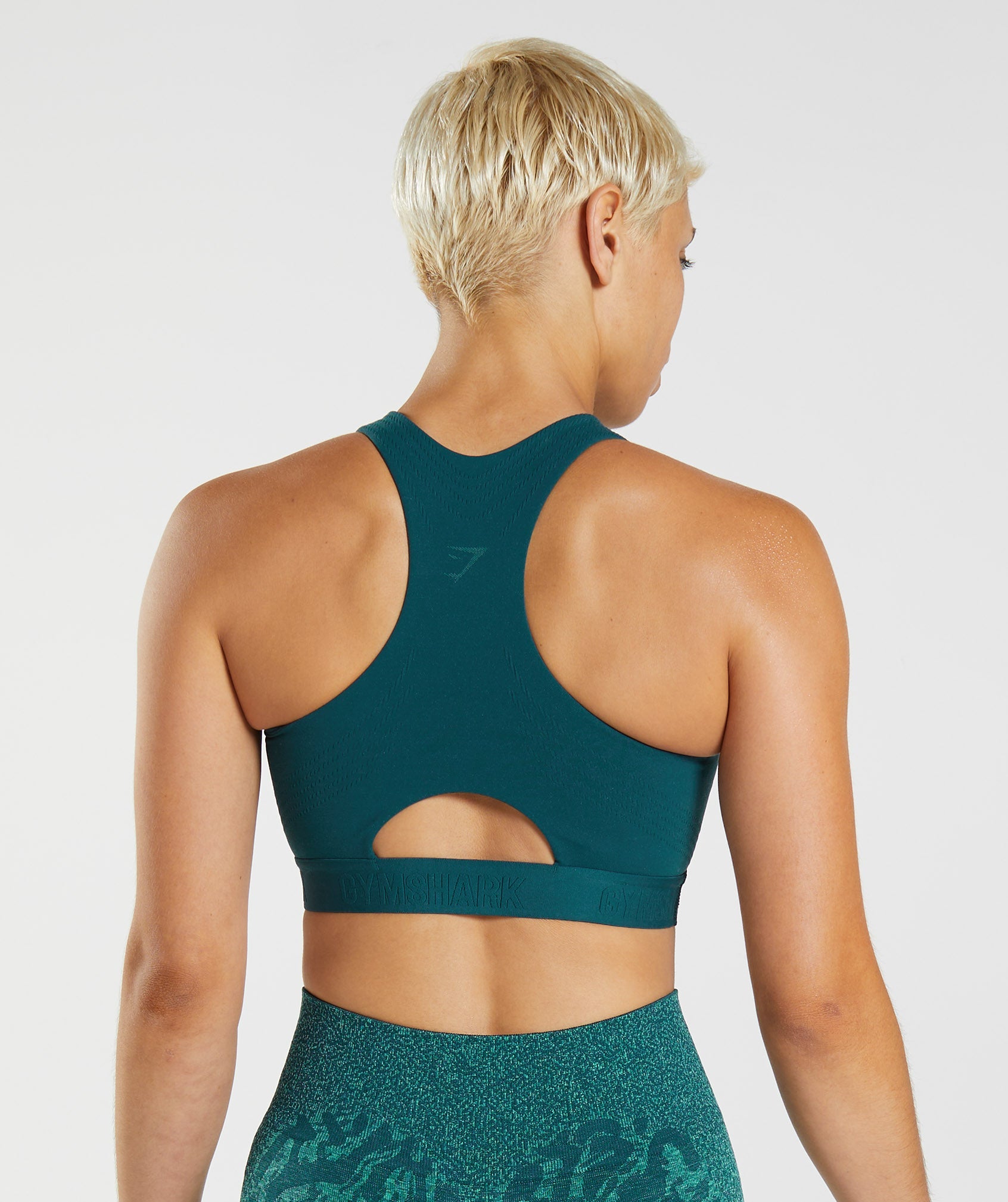 GYMSHARK Gymshark 315 High-Performance Sports Bra with Supportive High Neck Design - Breathable Workout Top for High-Intensity Training in Winter Teal & Pearl Blue Colorway