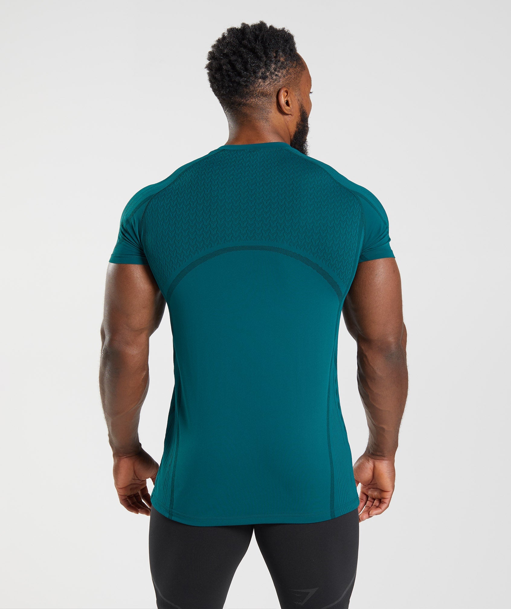 GYMSHARK GYMSHARK Ultra-Soft 315 Seamless Workout Tee - Winter Teal & Charcoal Heather