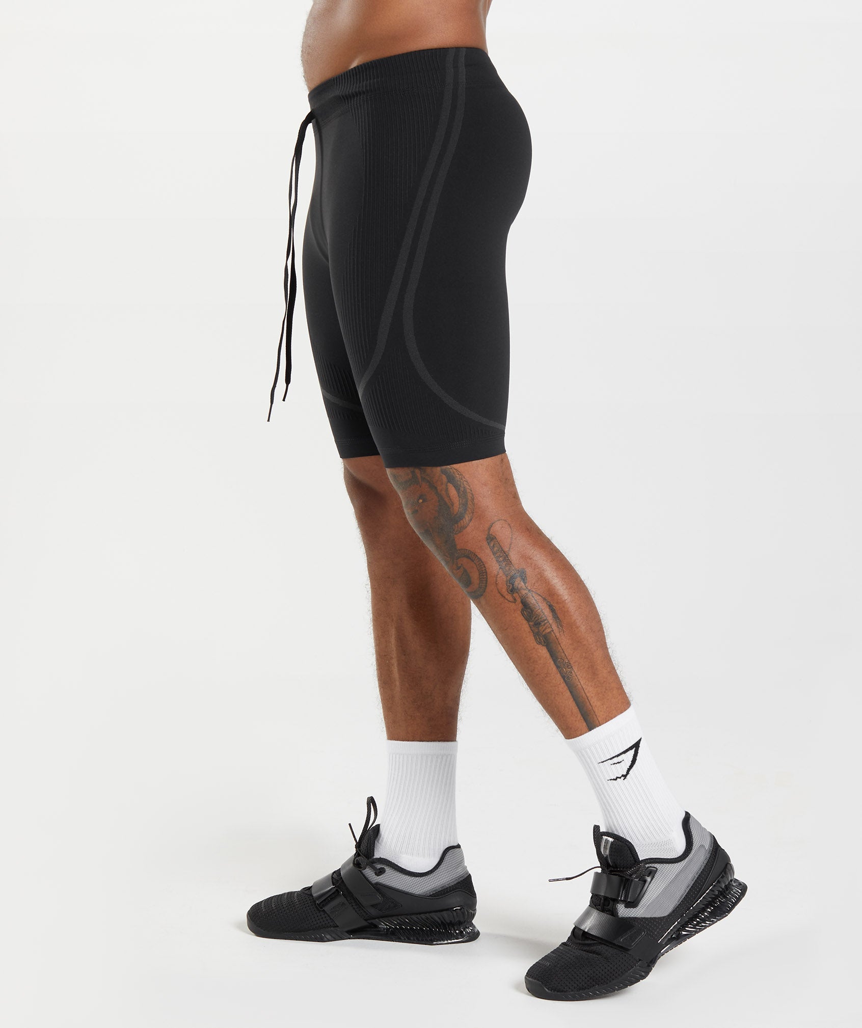 GYMSHARK Gymshark 315 Seamless Mid-Rise Workout Shorts - Charcoal Grey/Black 