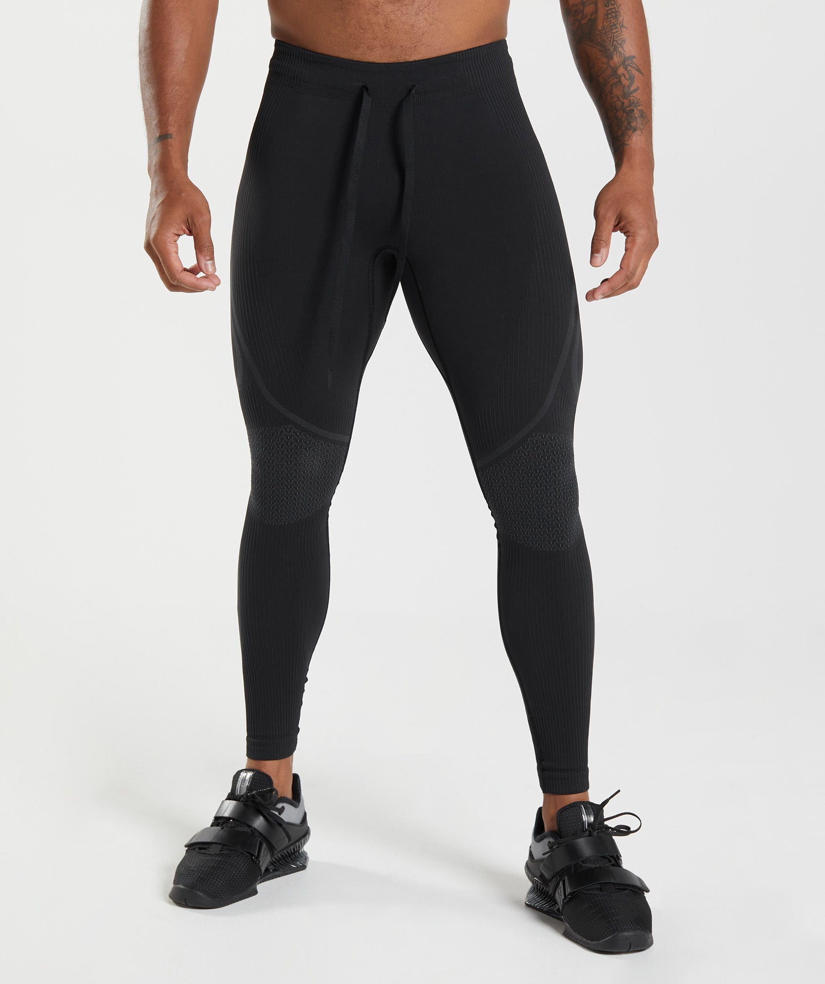 GYMSHARK High-Waisted Workout Leggings - Charcoal Heather/Black
