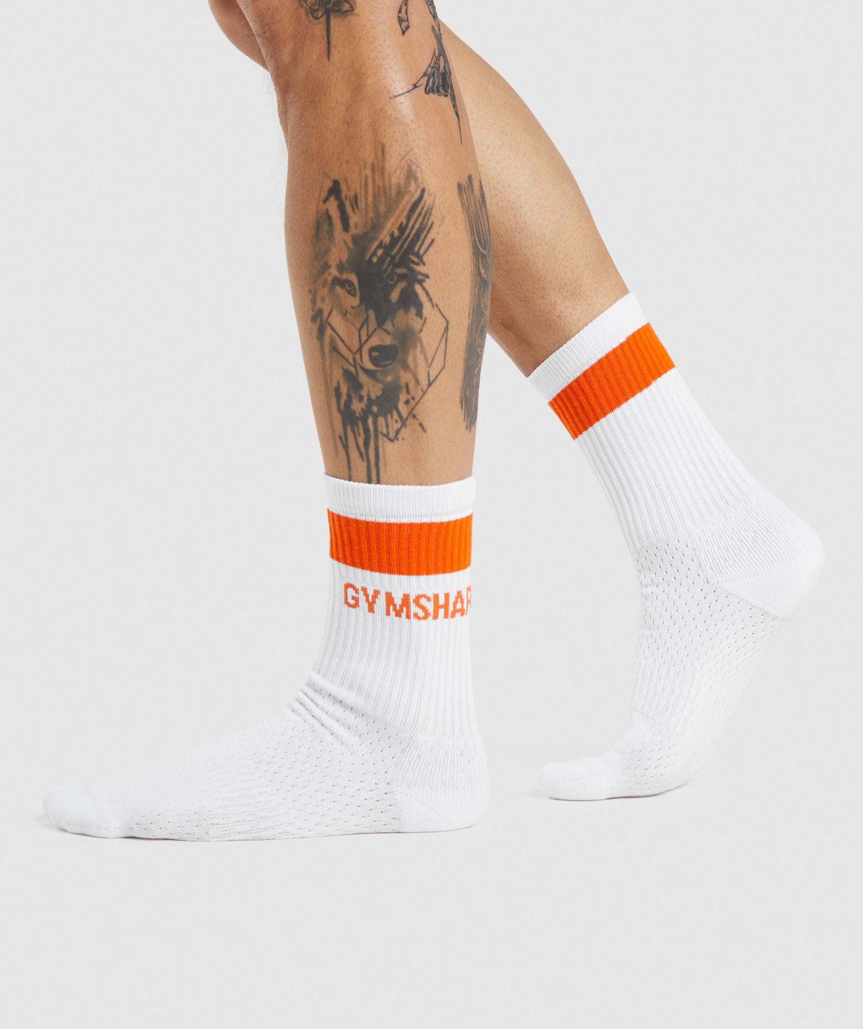 GYMSHARK Performance Logo Crew Socks - Athletic Orange Comfort Fit 