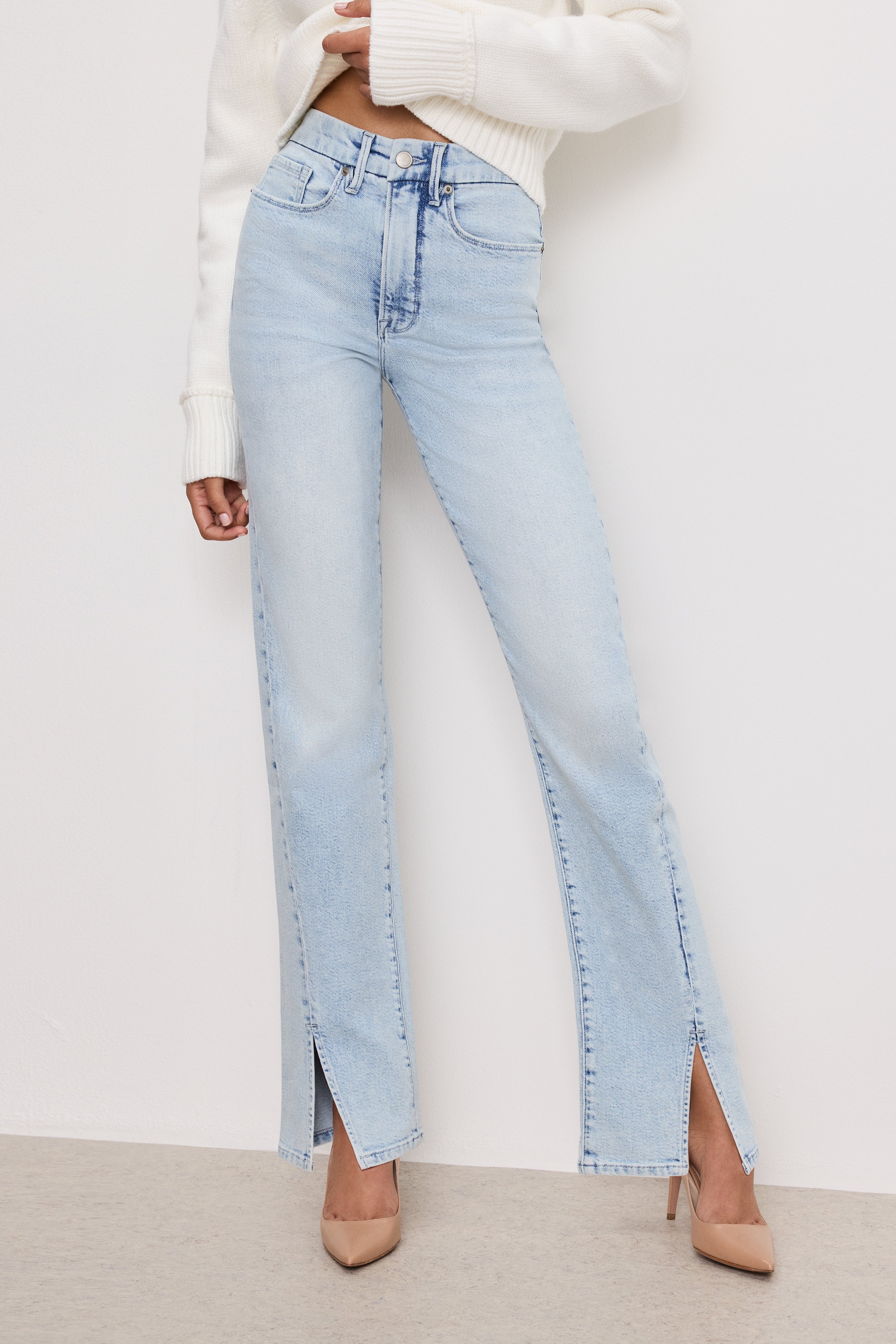GOOD AMERICAN GOOD BOY Straight-Leg Denim Pants | Indigo Wash 753 