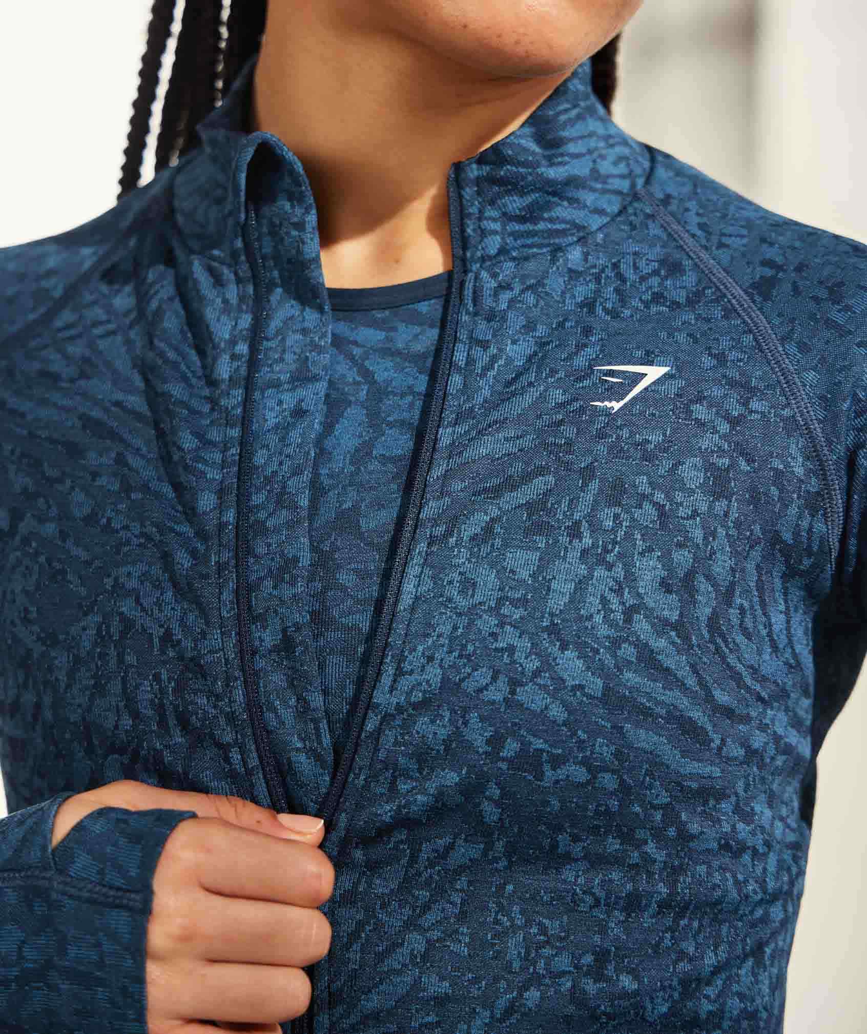 GYMSHARK Adapt Animal Performance Zip Hoodie - Wild Navy Athletic Training Layer
