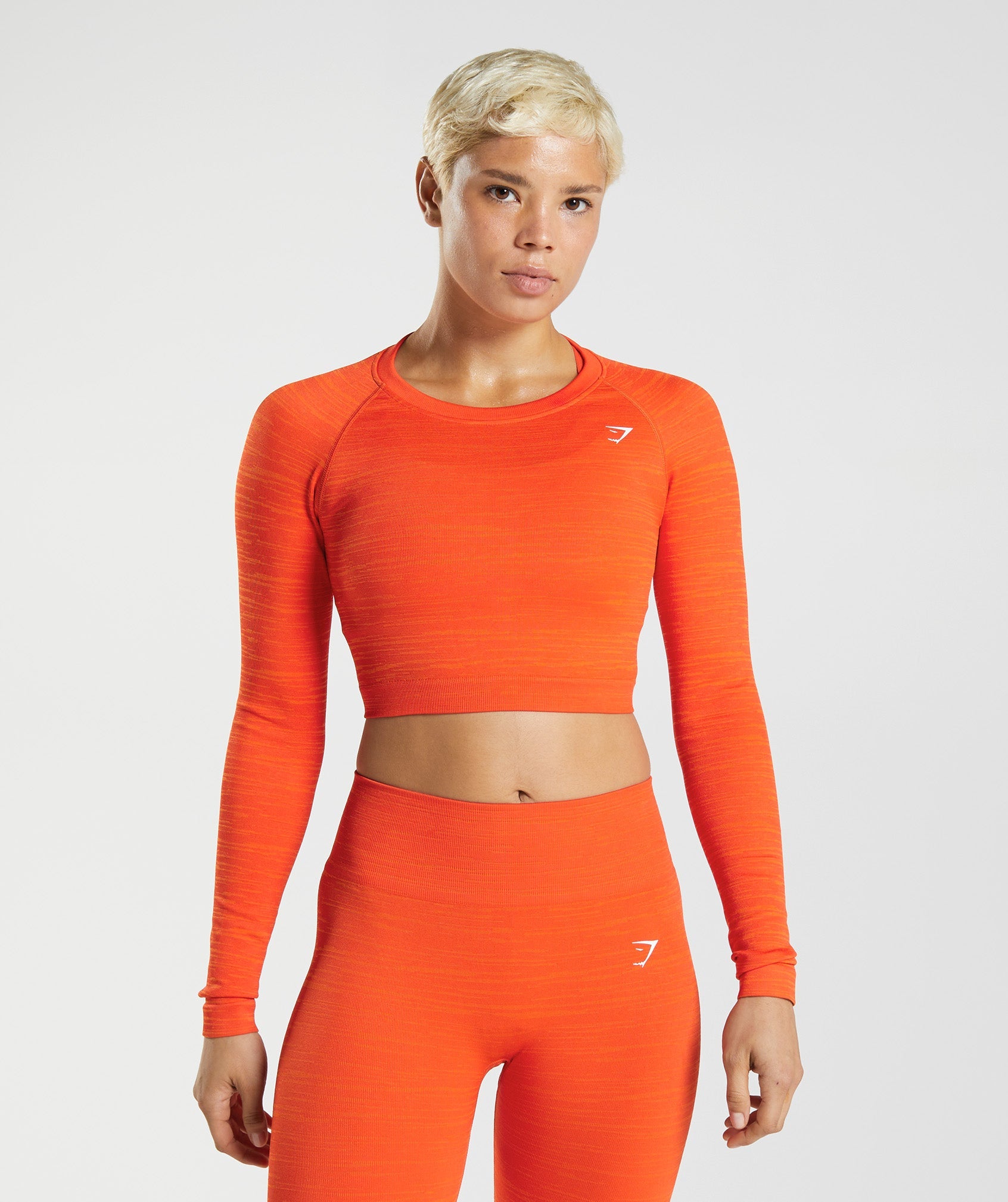 GYMSHARK ADAPT Marl Textured Long Sleeve Workout Top - Spiced Pepper & Zesty Citrus Blend