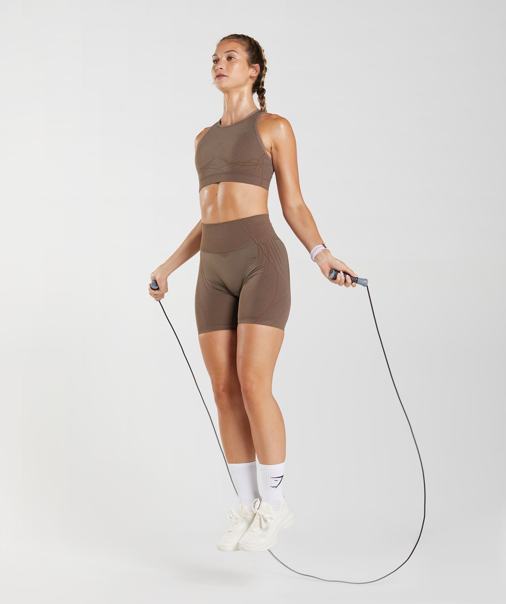 GYMSHARK GYMSHARK Performance-Driven Apex Seamless Training Shorts - Truffle Brown & Rich Cherry Shade