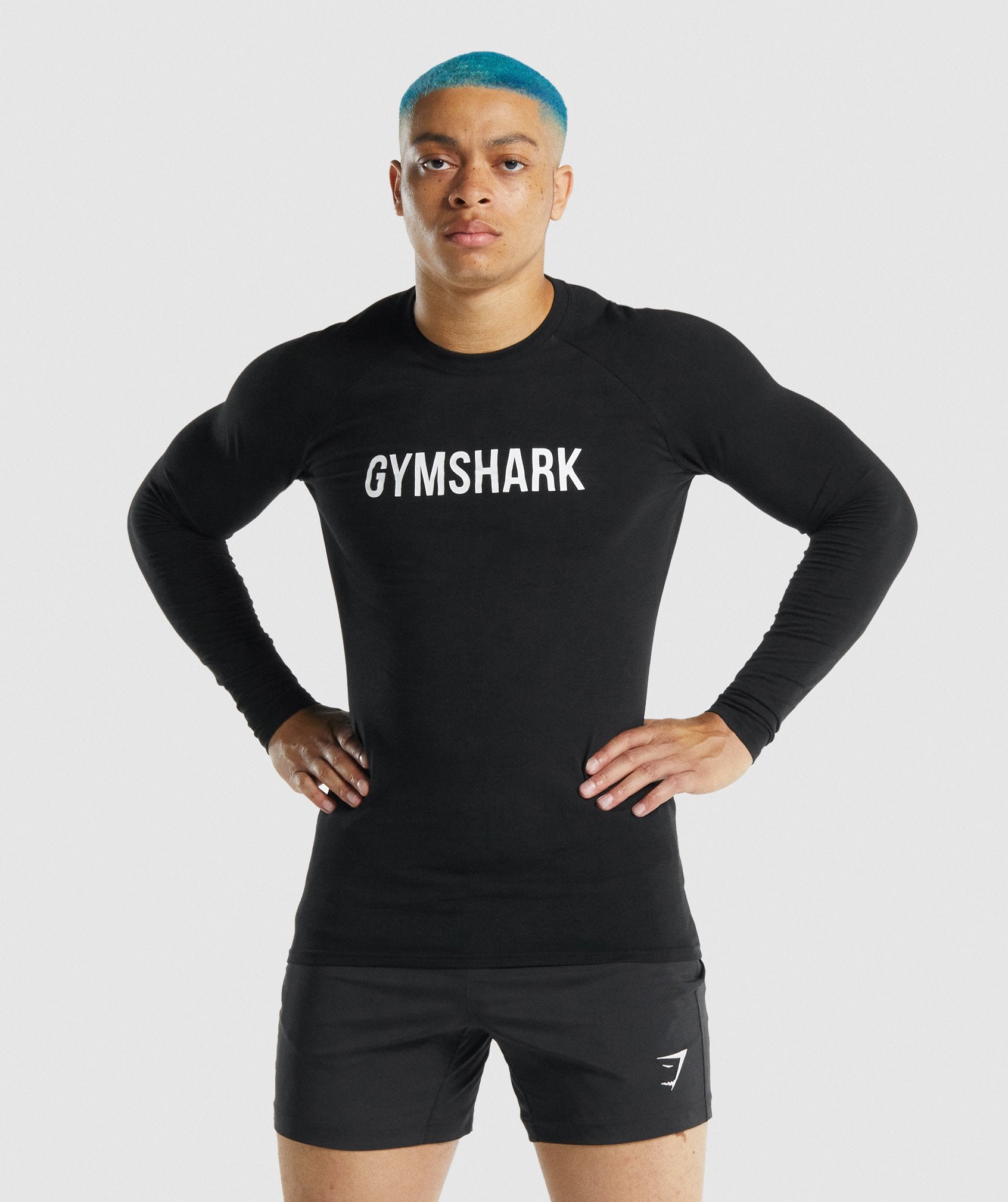GYMSHARK Apollo Training Long Sleeve Tee for Men - Premium Black Athletic Shirt