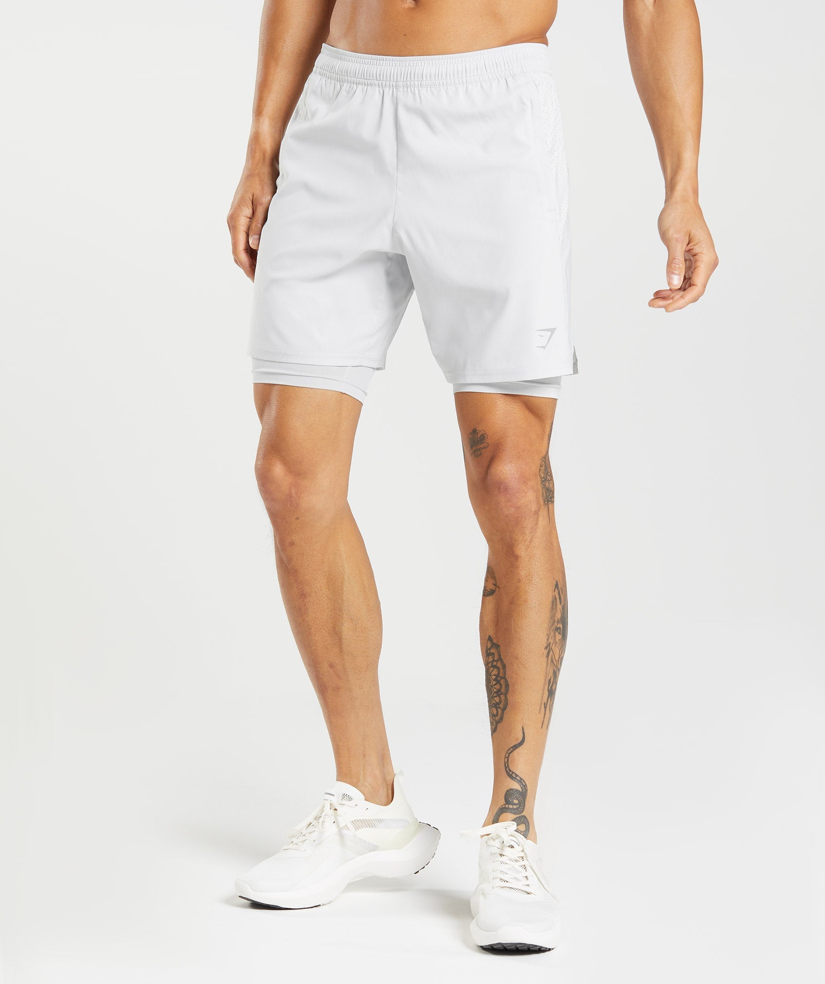 GYMSHARK Men's Aspect 2-in-1 Training Shorts - Light Gray