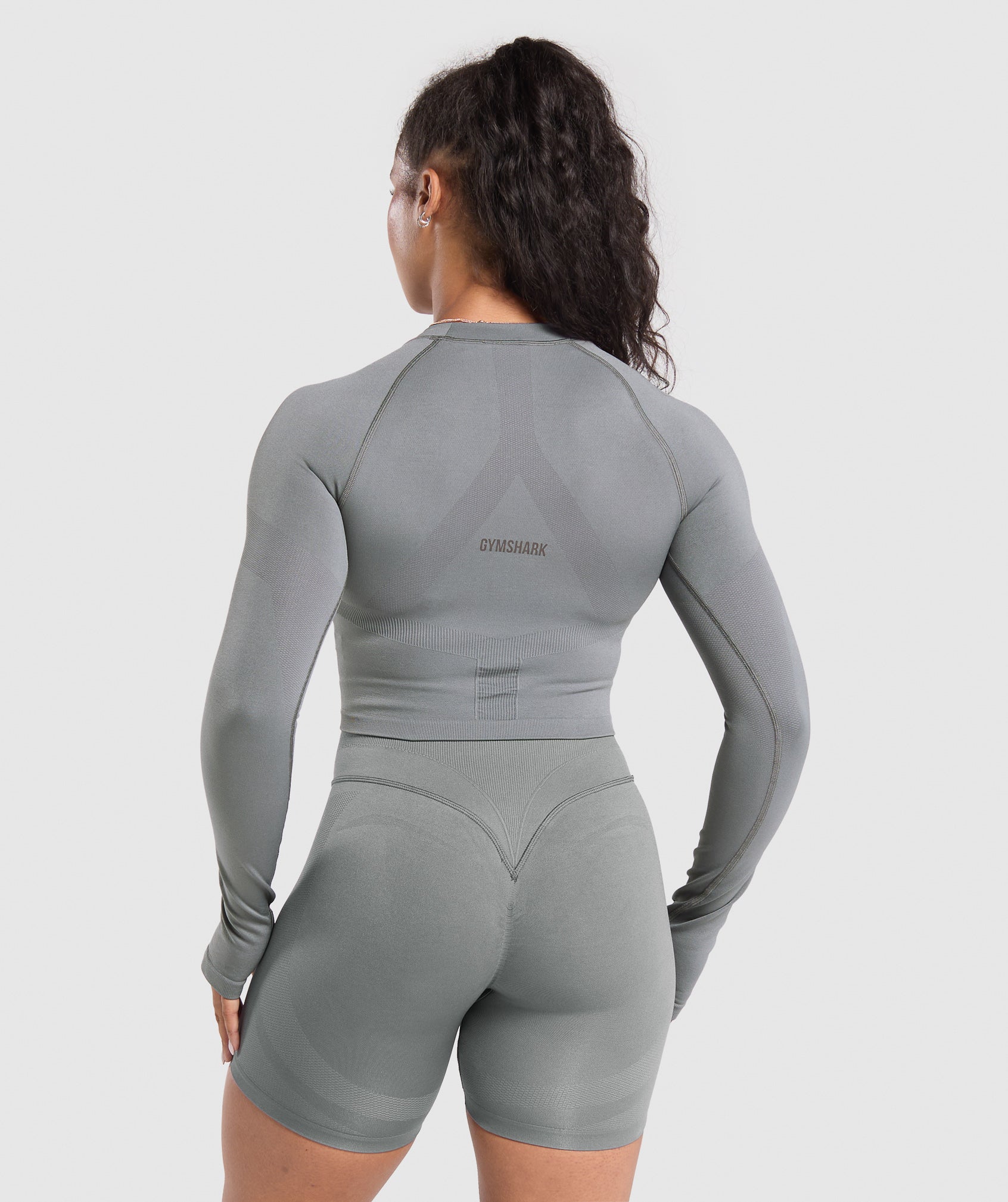 GYMSHARK Activate Performance Long Sleeve Workout Top - Comfort-Fit Brushed Heather Grey 