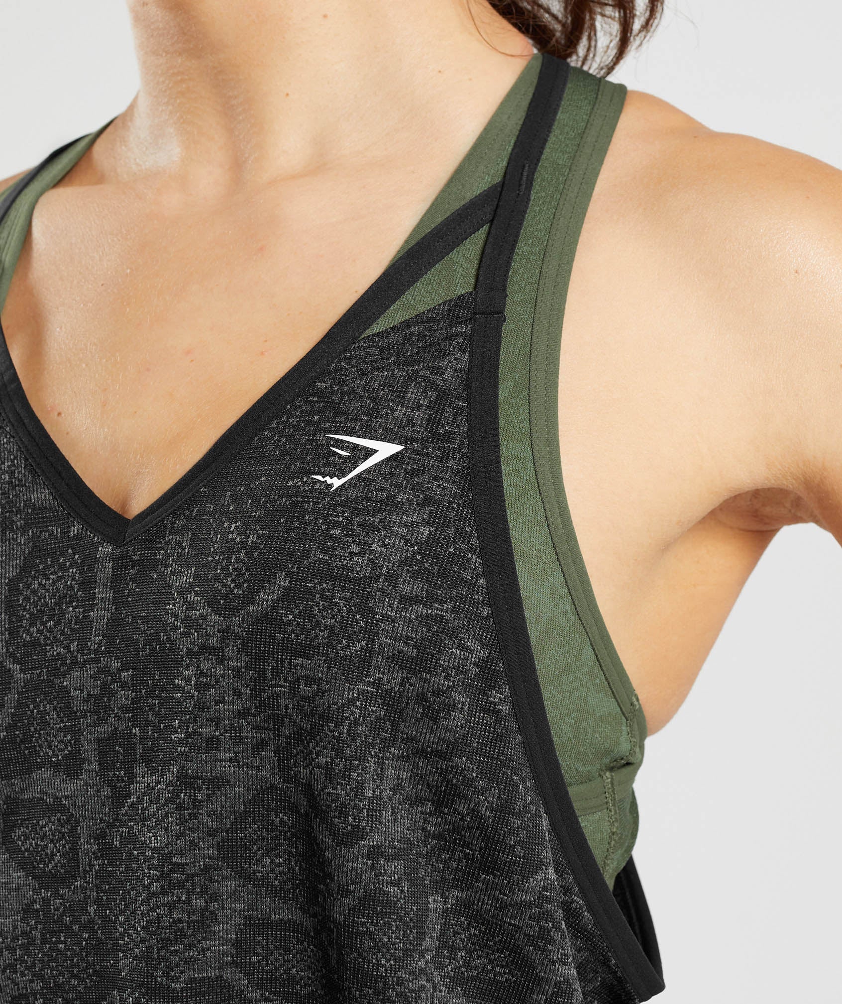 GYMSHARK Gymshark Seam-Free Racerback Workout Tank - Shadow Grey/Graphite Black
