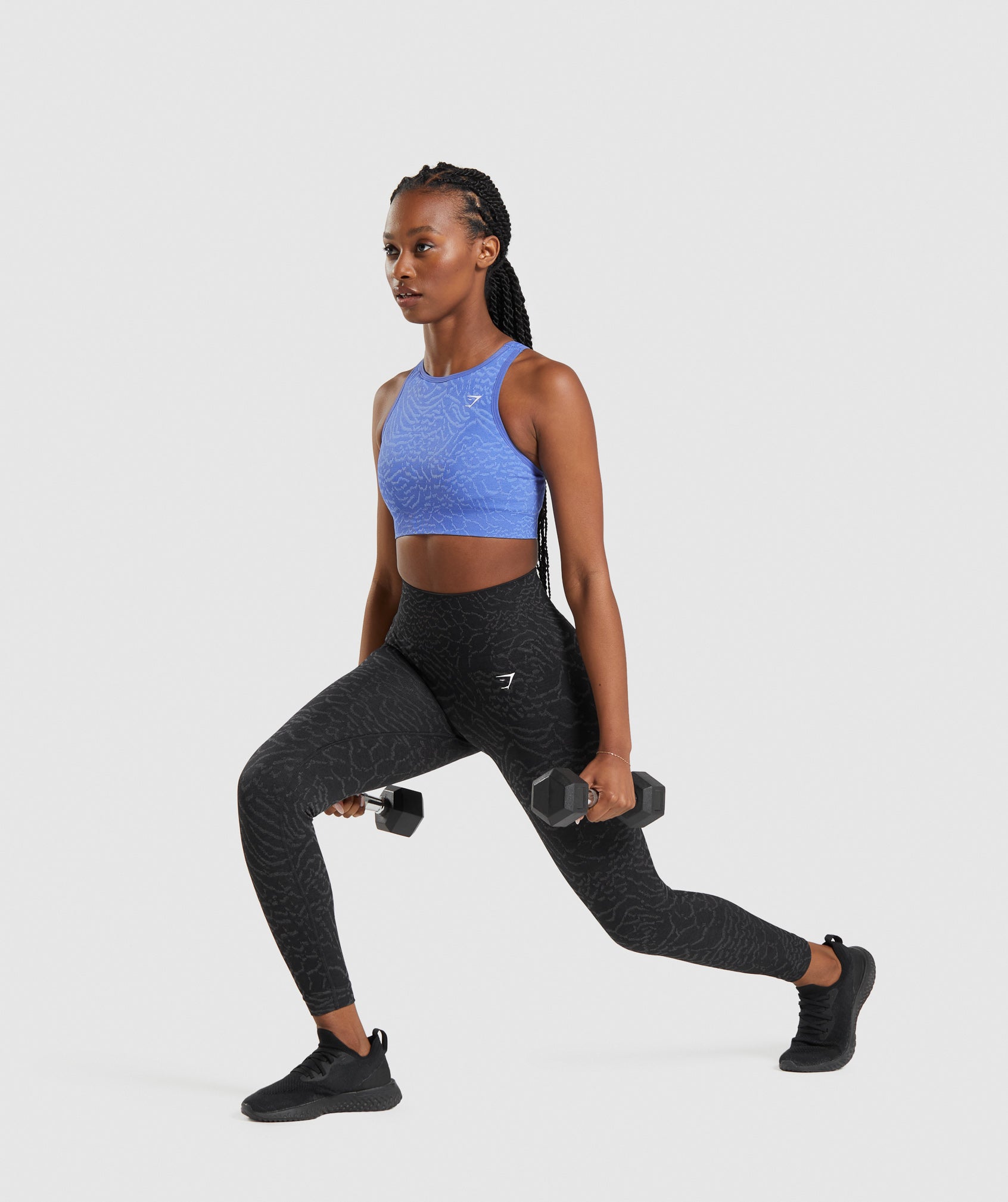 GYMSHARK High-Performance Animal Print Seamless Leggings - Buttery Soft Workout Tights in Jet Black