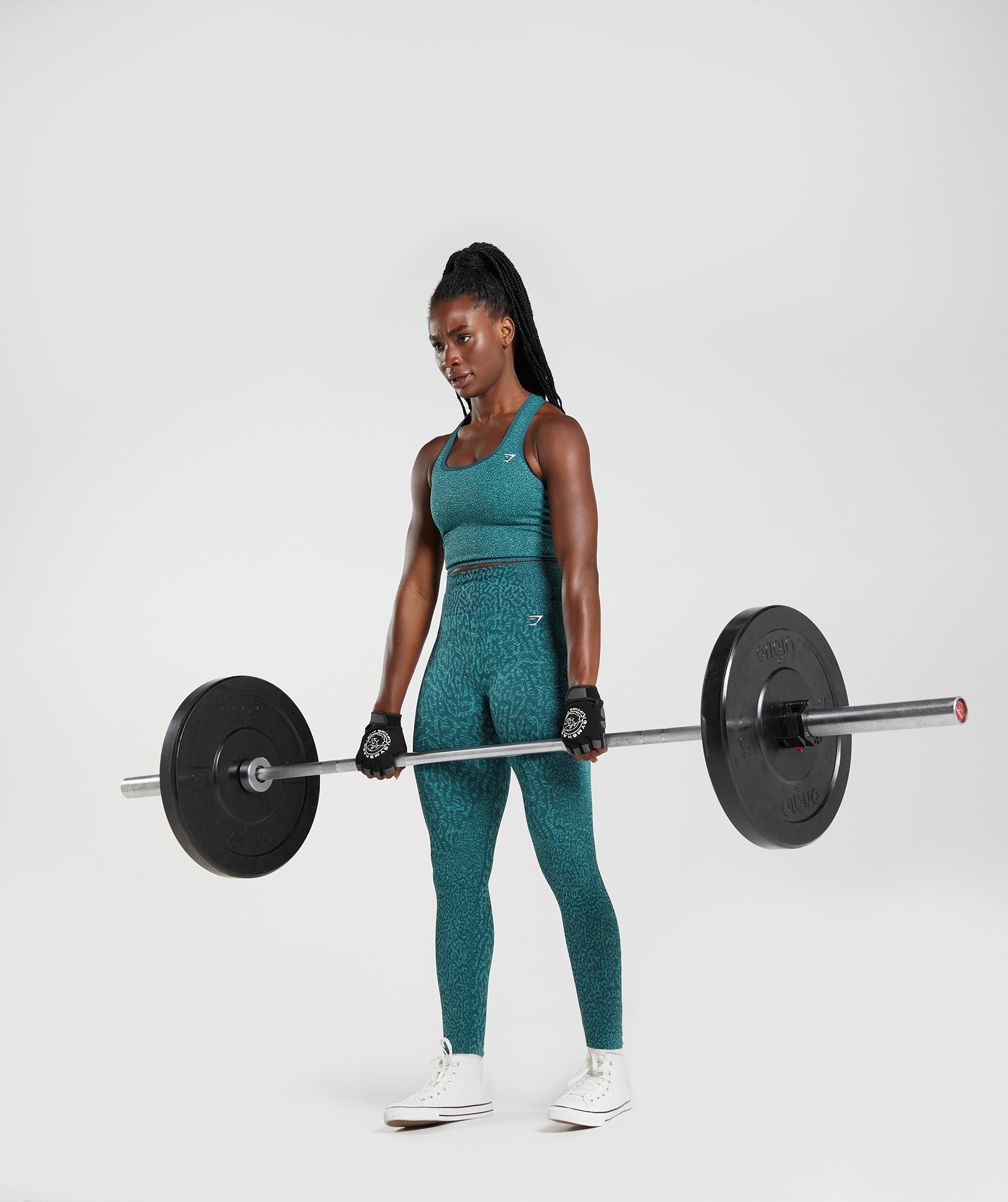 GYMSHARK Adaptive Wild Print Workout Leggings - Ocean Reef & Frosted Teal Shades 