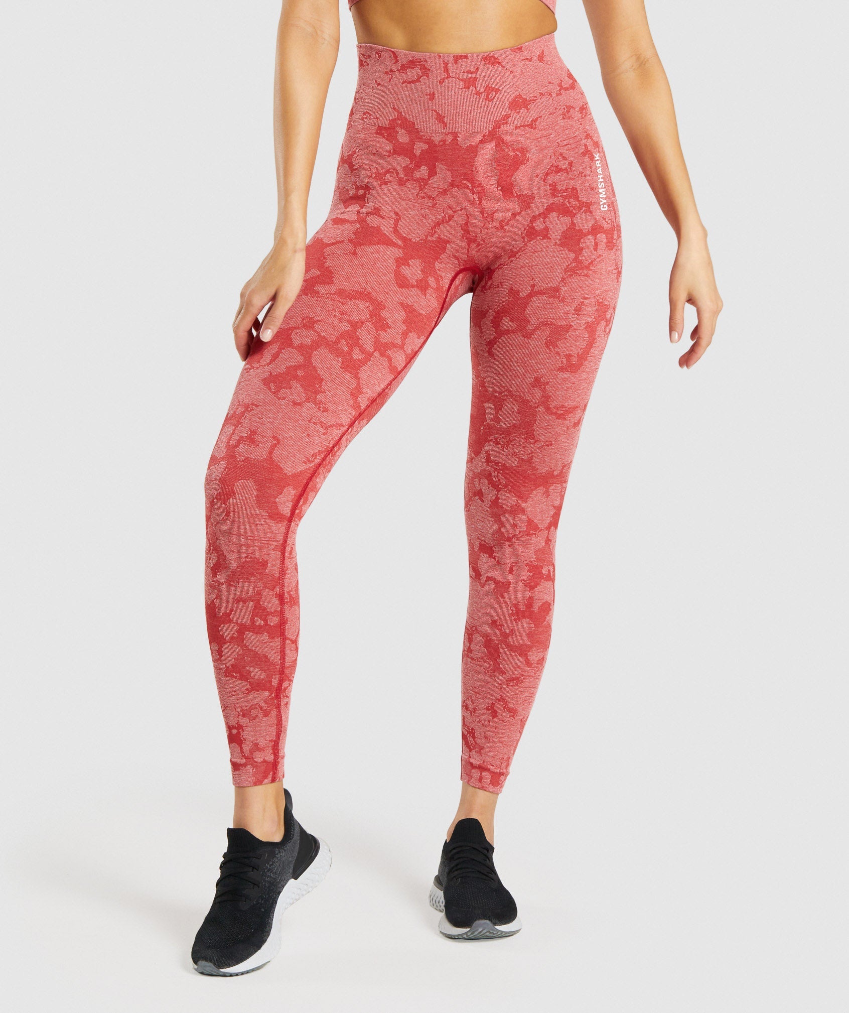GYMSHARK Adaptive Camo-Print High-Waisted Seamless Leggings - Vibrant Crimson Red