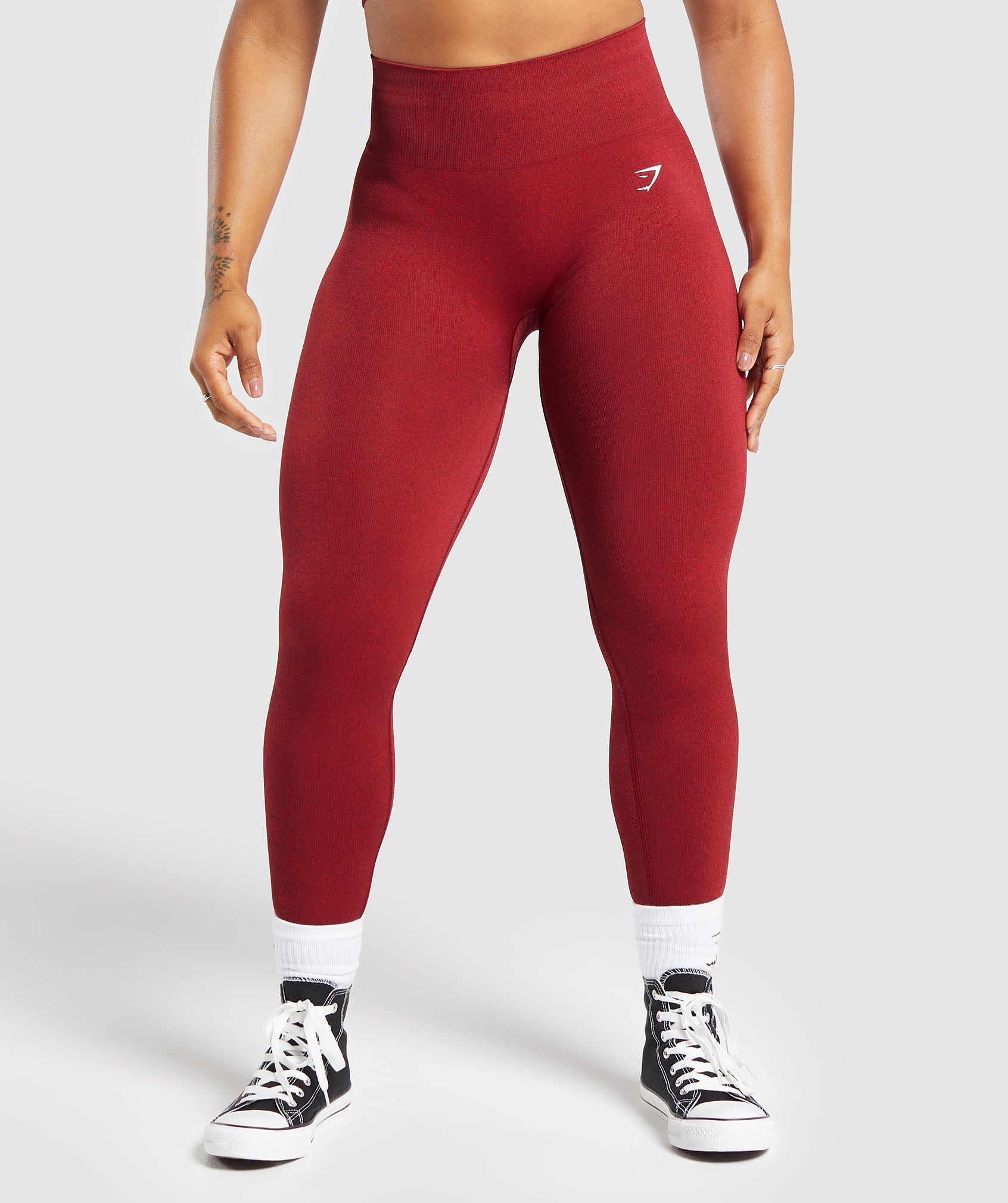 GYMSHARK ADAPT FLECK HIGH-WAIST WORKOUT TIGHTS - DUAL-RED DESIGN FOR GYM & TRAINING