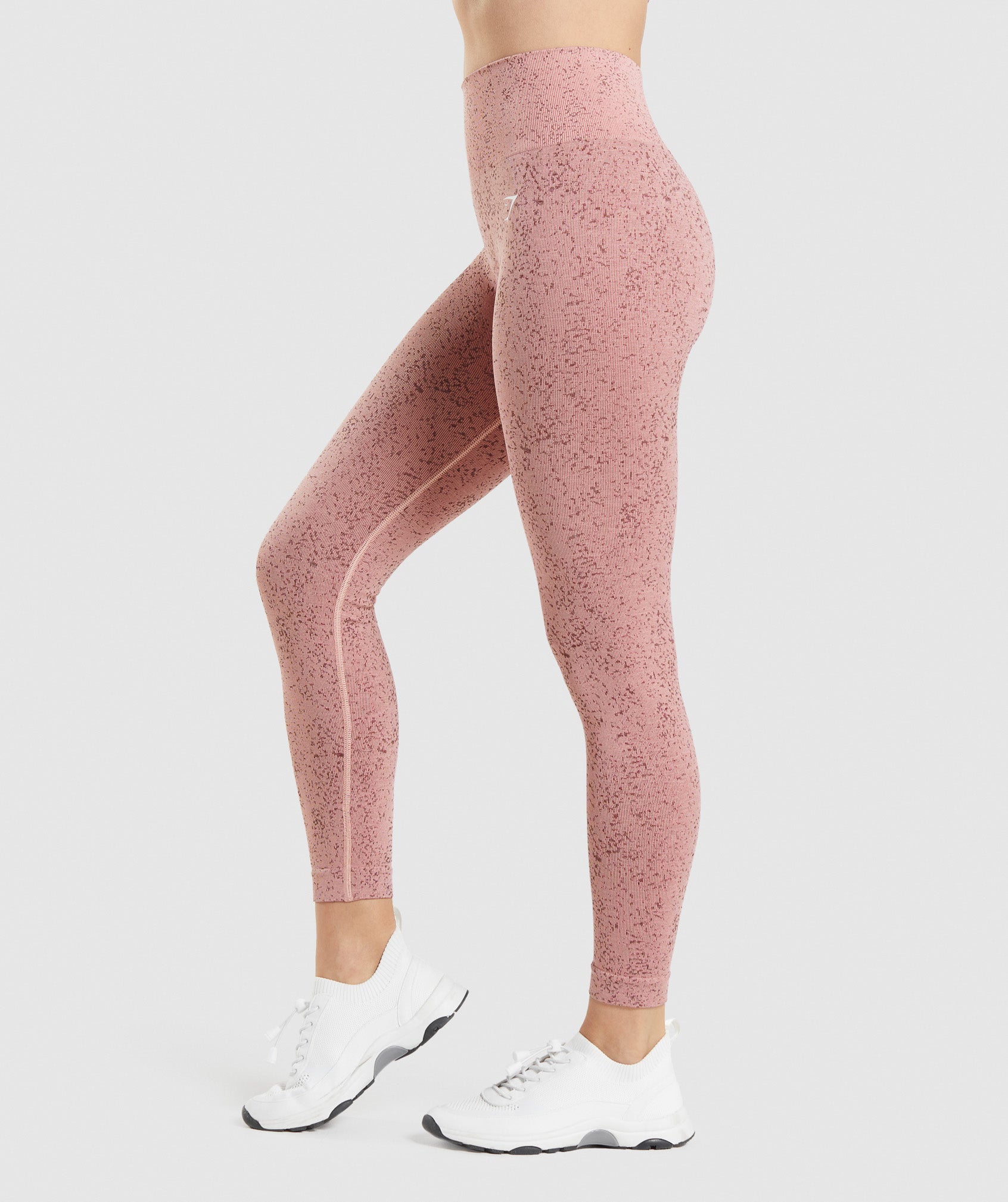 GYMSHARK Adapt Fleck Print High-Waisted Leggings - Seamless Fit in Mineral Grey & Dusty Rose 