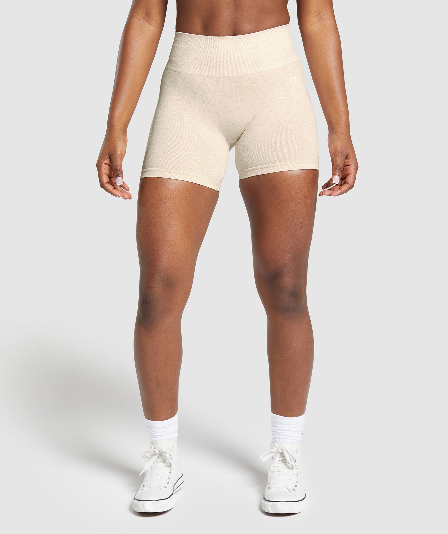 GYMSHARK Gymshark Adapt Fleck High-Waisted Workout Shorts - Breathable Coconut White