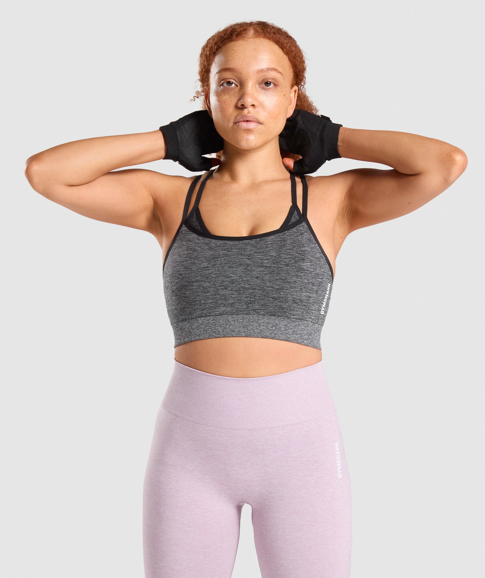 GYMSHARK ADAPT MARL Seamless Workout Bra - Onyx Black