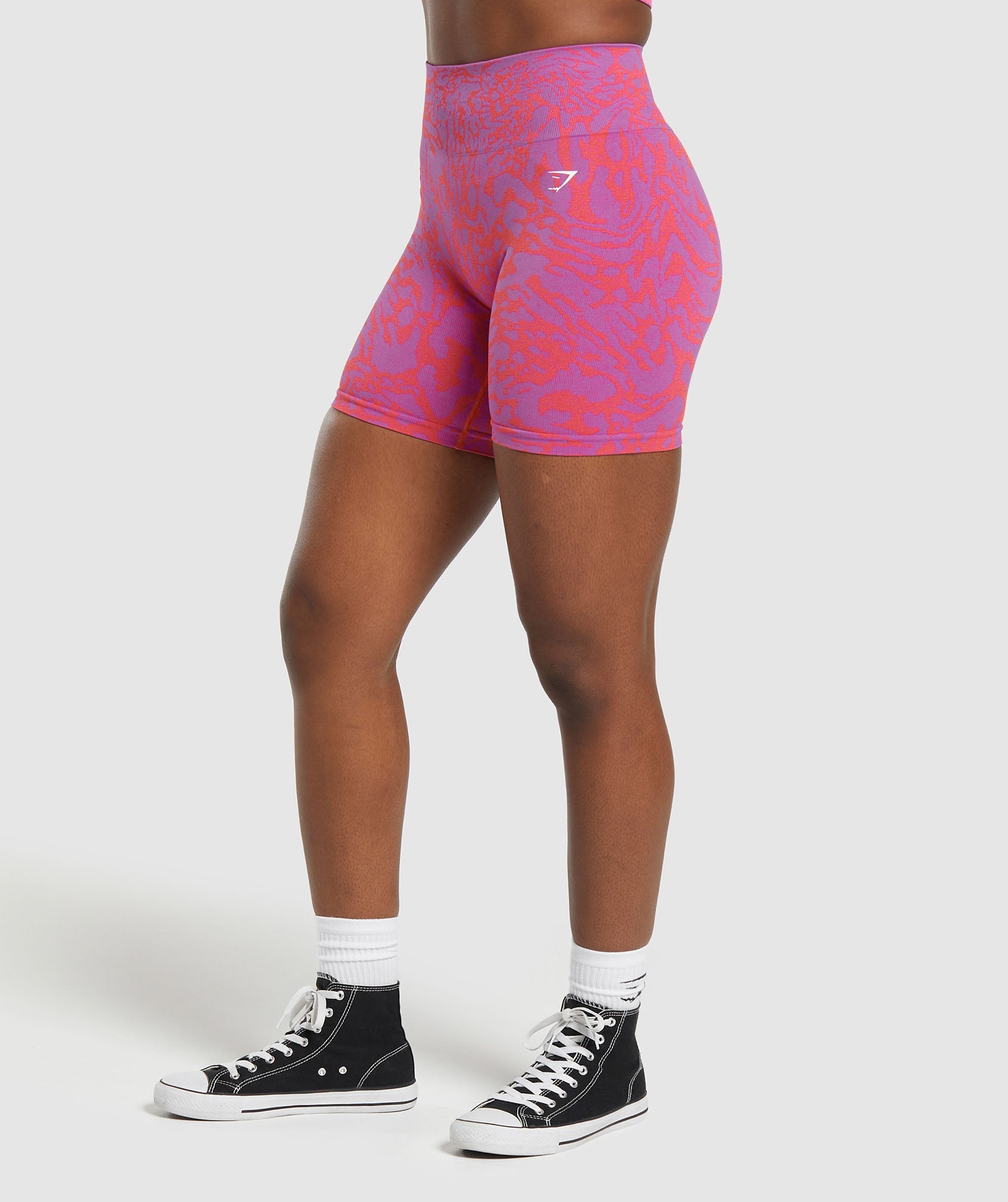 GYMSHARK Gymshark Safari-Fit Compression Shorts - Breathable Workout Gear in Sandy Pink & Tropical Coral 