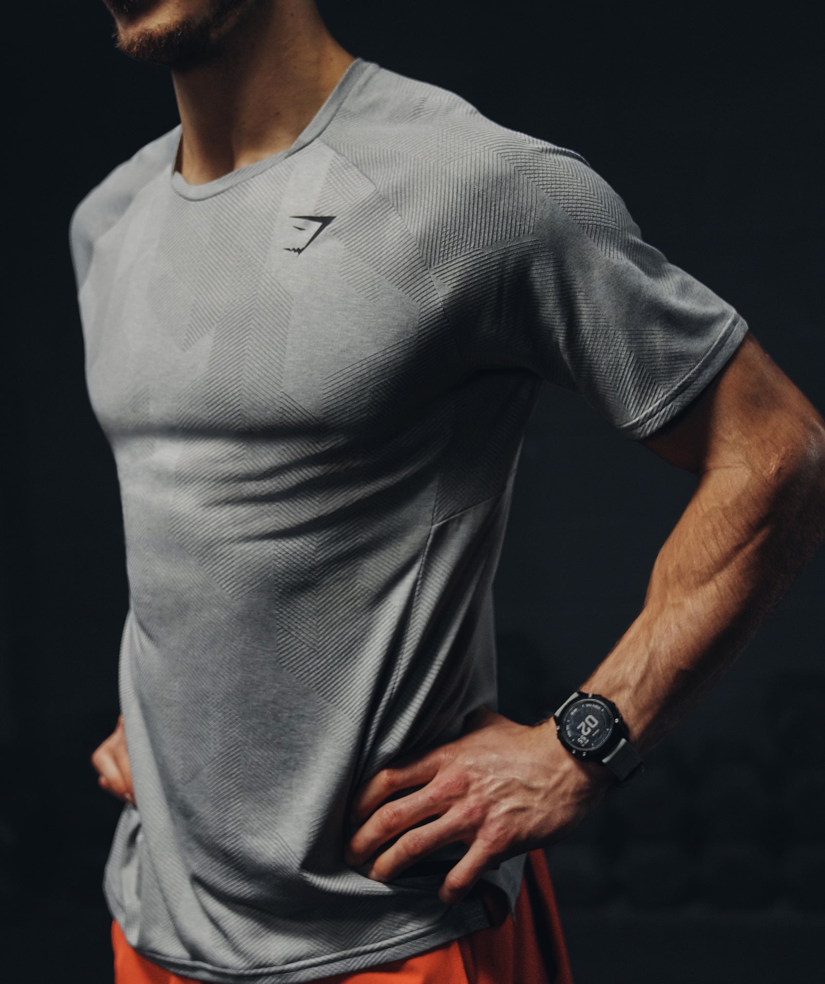 GYMSHARK Performance Workout Tee - Apex Training Shirt in Smoke Grey & Light Grey