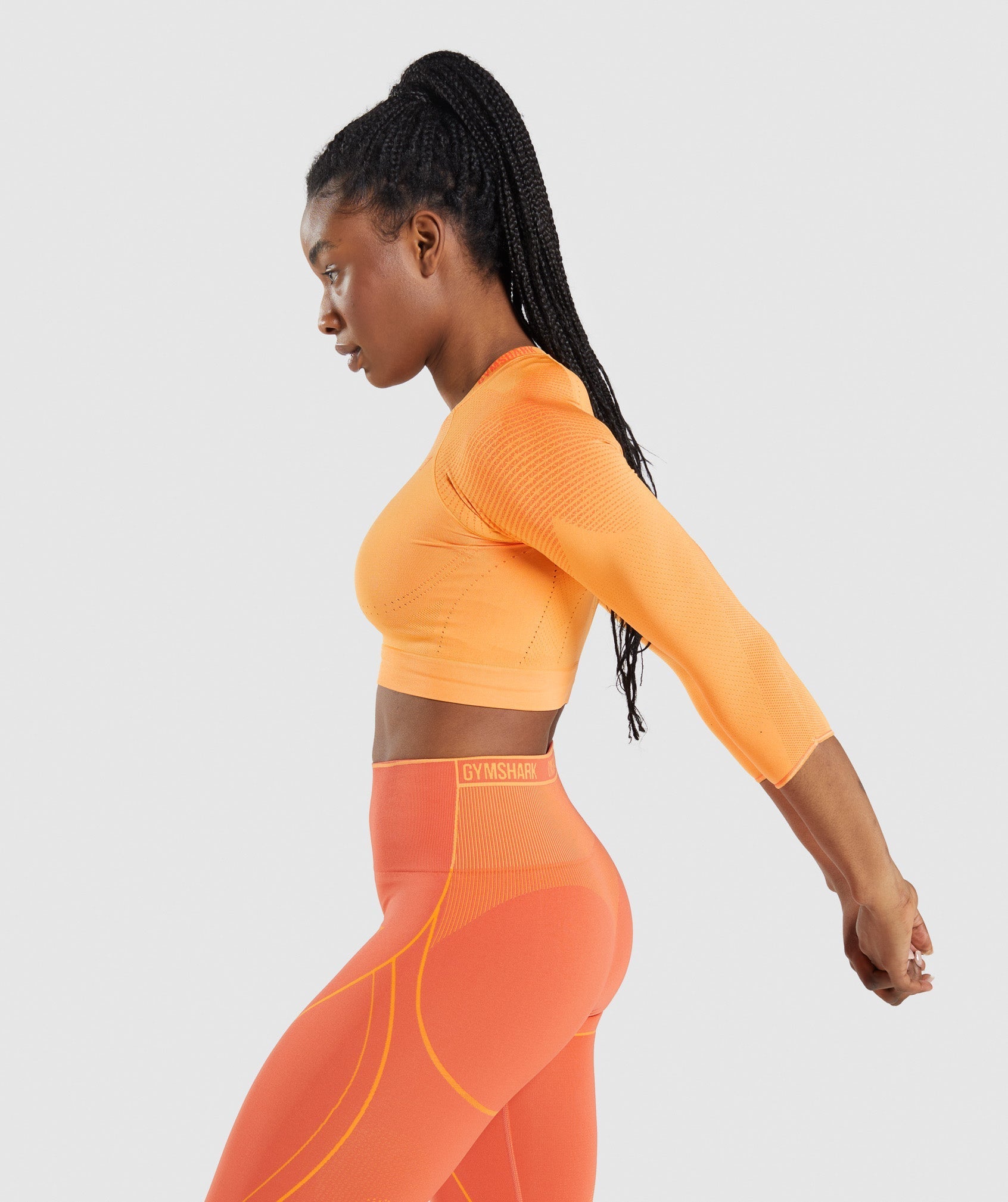 GYMSHARK GYMSHARK Apex Racerback Seamless Cropped Tank - Sunset Apricot-Papaya Orange Blend 