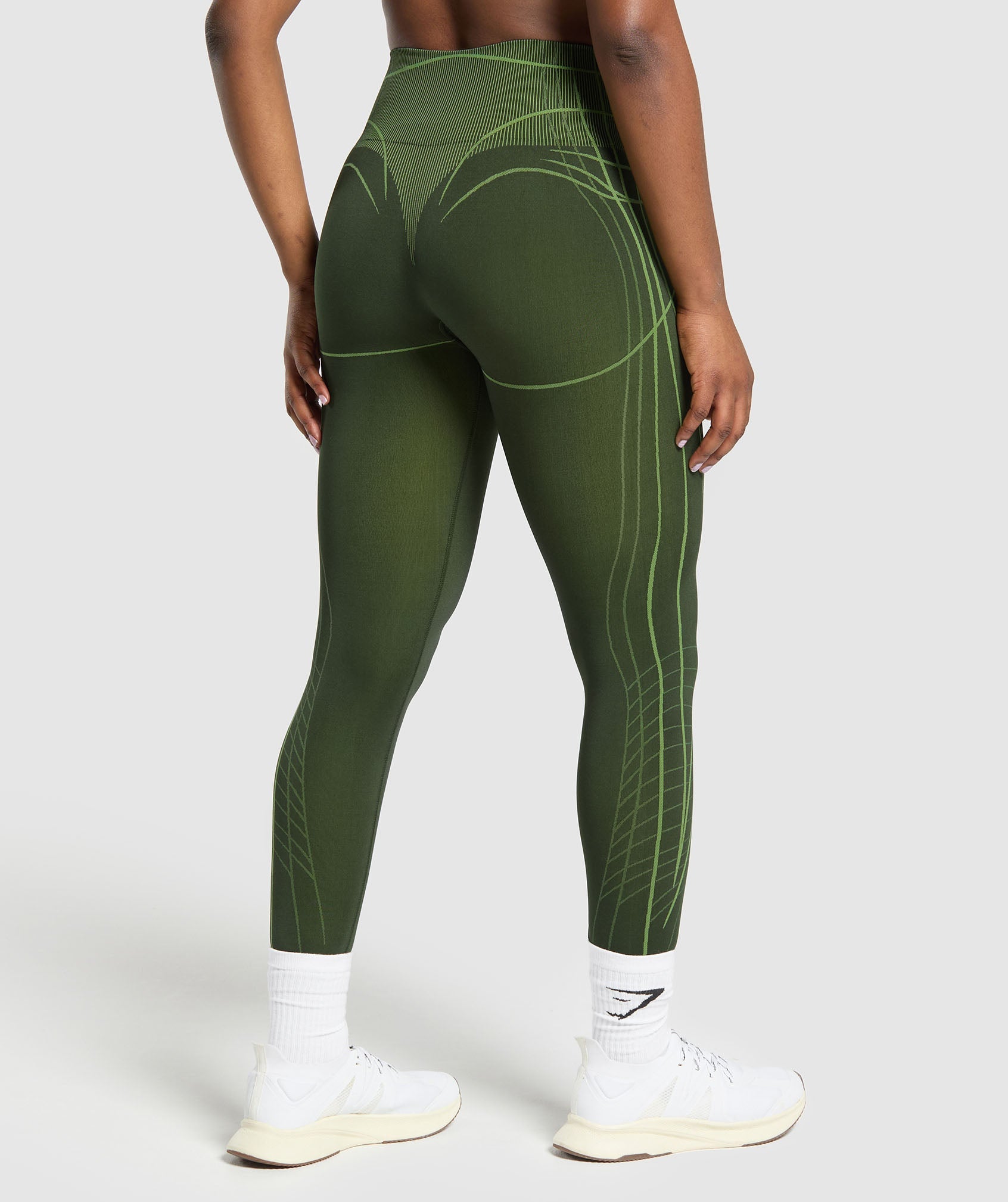 GYMSHARK Gymshark High-Waisted Seamless Yoga Leggings - Earthy Trail Green & Vibrant Gelato Energy 