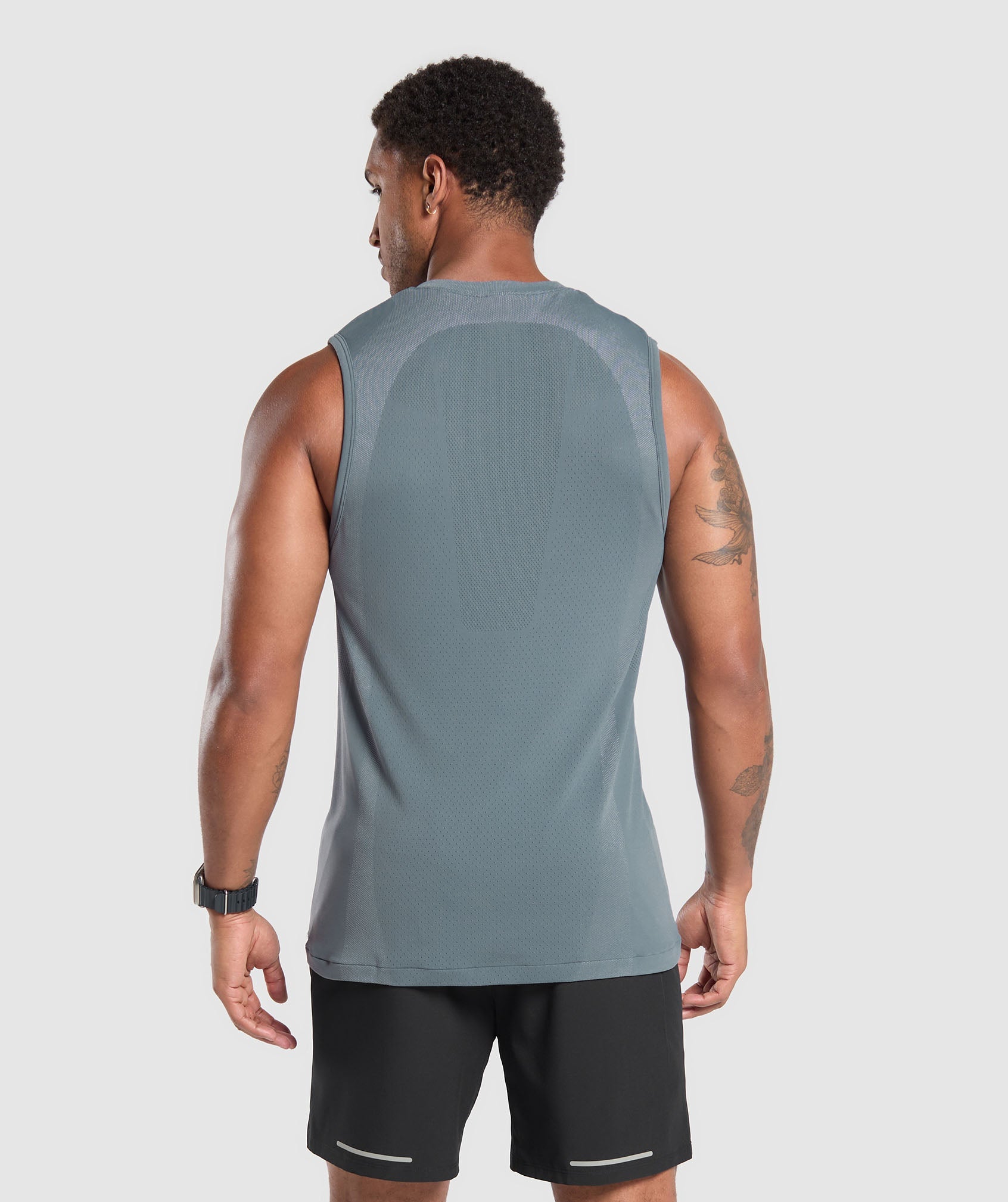 GYMSHARK Gymshark APEX Seamless Workout Tank | Breathable Iron Blue & Cool Blue Ombre Design