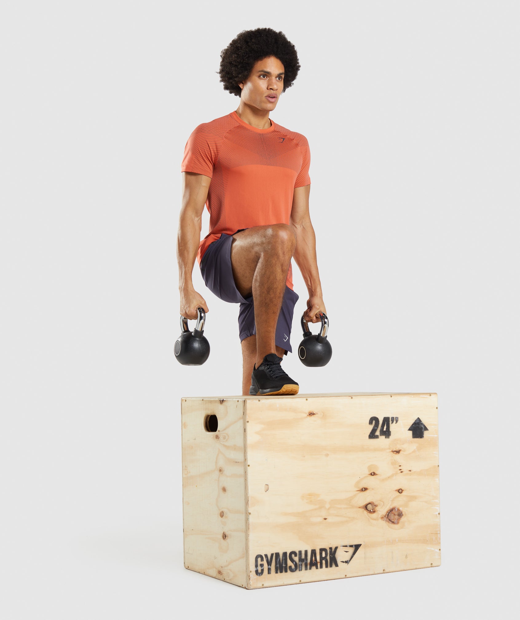 GYMSHARK GYMSHARK Performance Apex Seamless Workout Tee - Tropical Papaya & Charcoal Grey