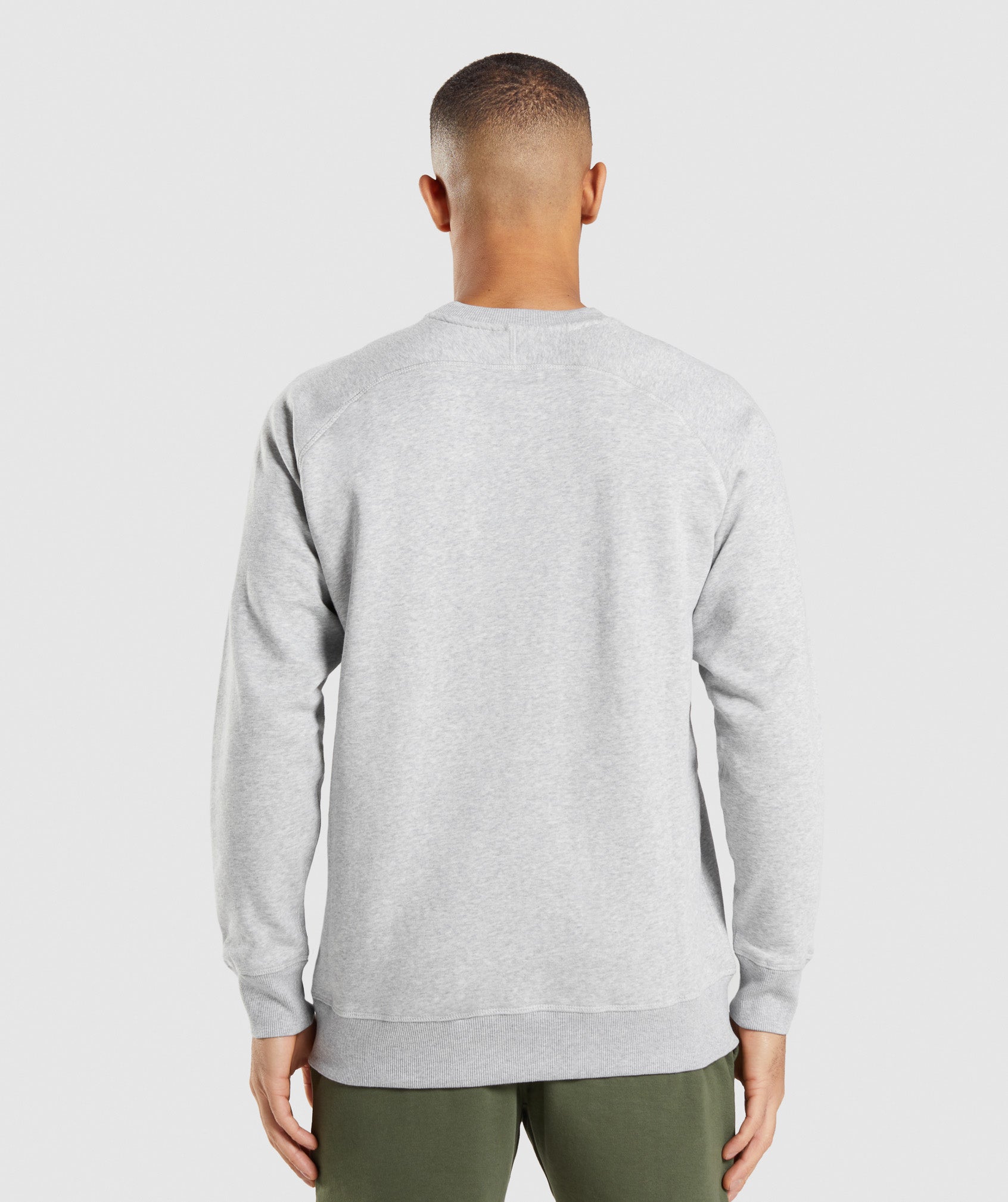 GYMSHARK Apollo Crew Neck Sweatshirt for Men - Breathable Light Grey Marl Cotton Blend, Comfort Fit Soft Stretch Athletic Wear 