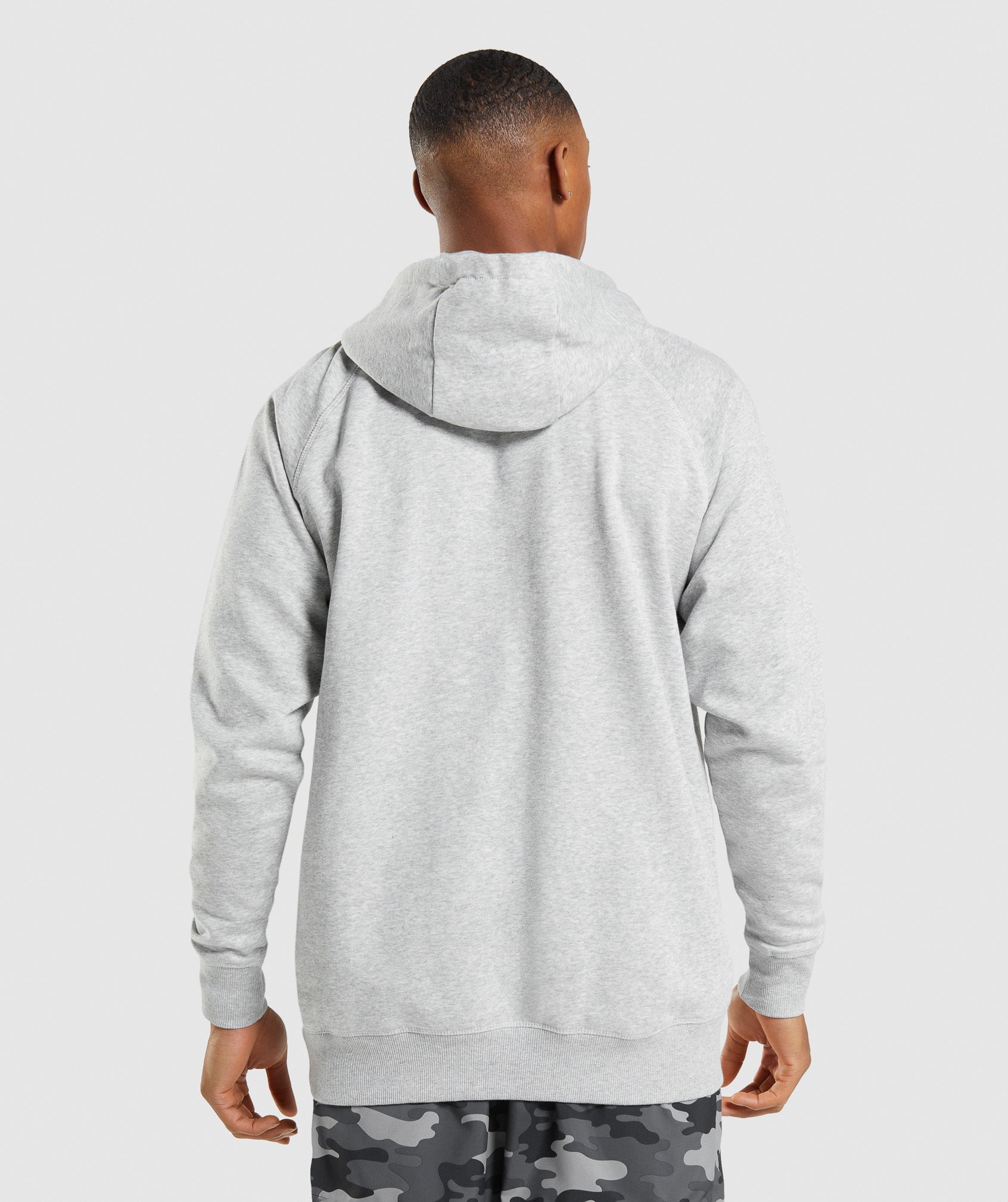 GYMSHARK Apollo Premium Hooded Sweatshirt - Soft Light Grey Marl Pullover for Training & Leisure
