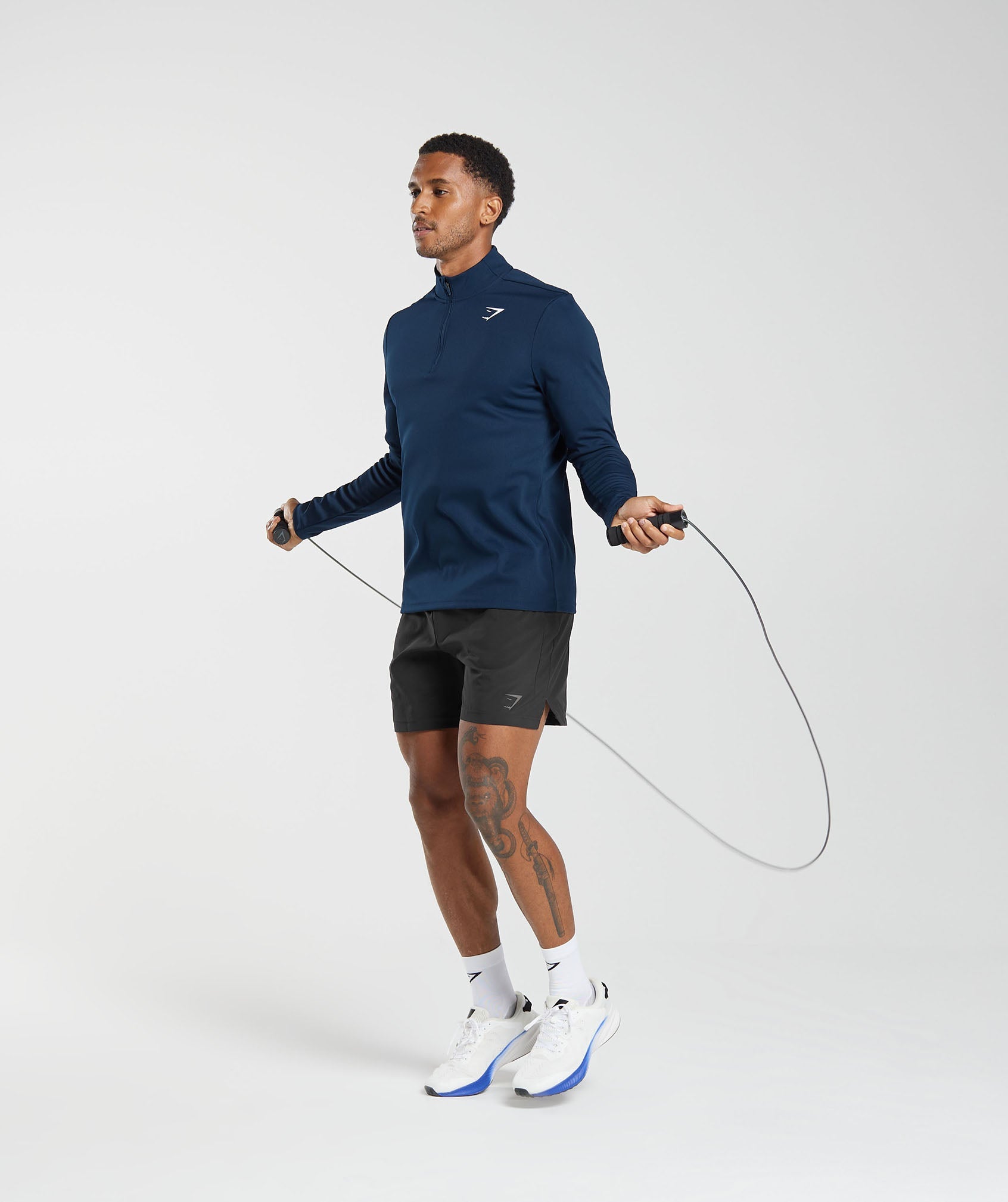 GYMSHARK Gymshark Performance Quarter-Zip Training Hoodie - Heather Navy 