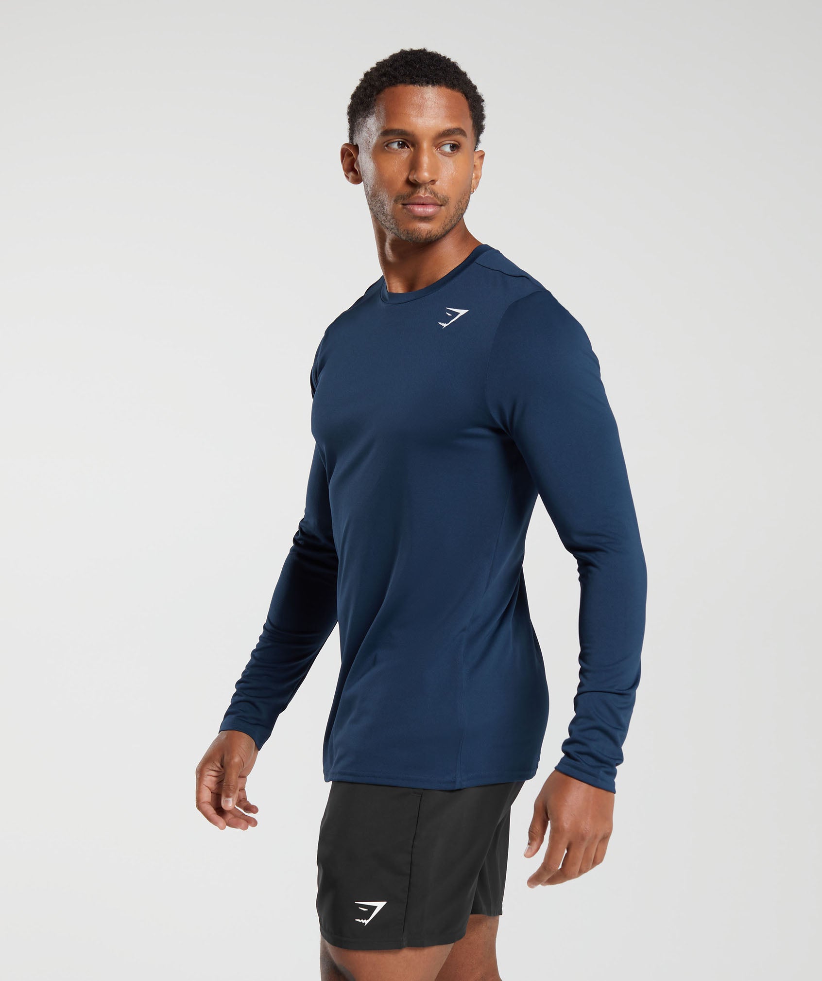 GYMSHARK Men's Workout Long Sleeve Performance Training Tee - Midnight Navy 