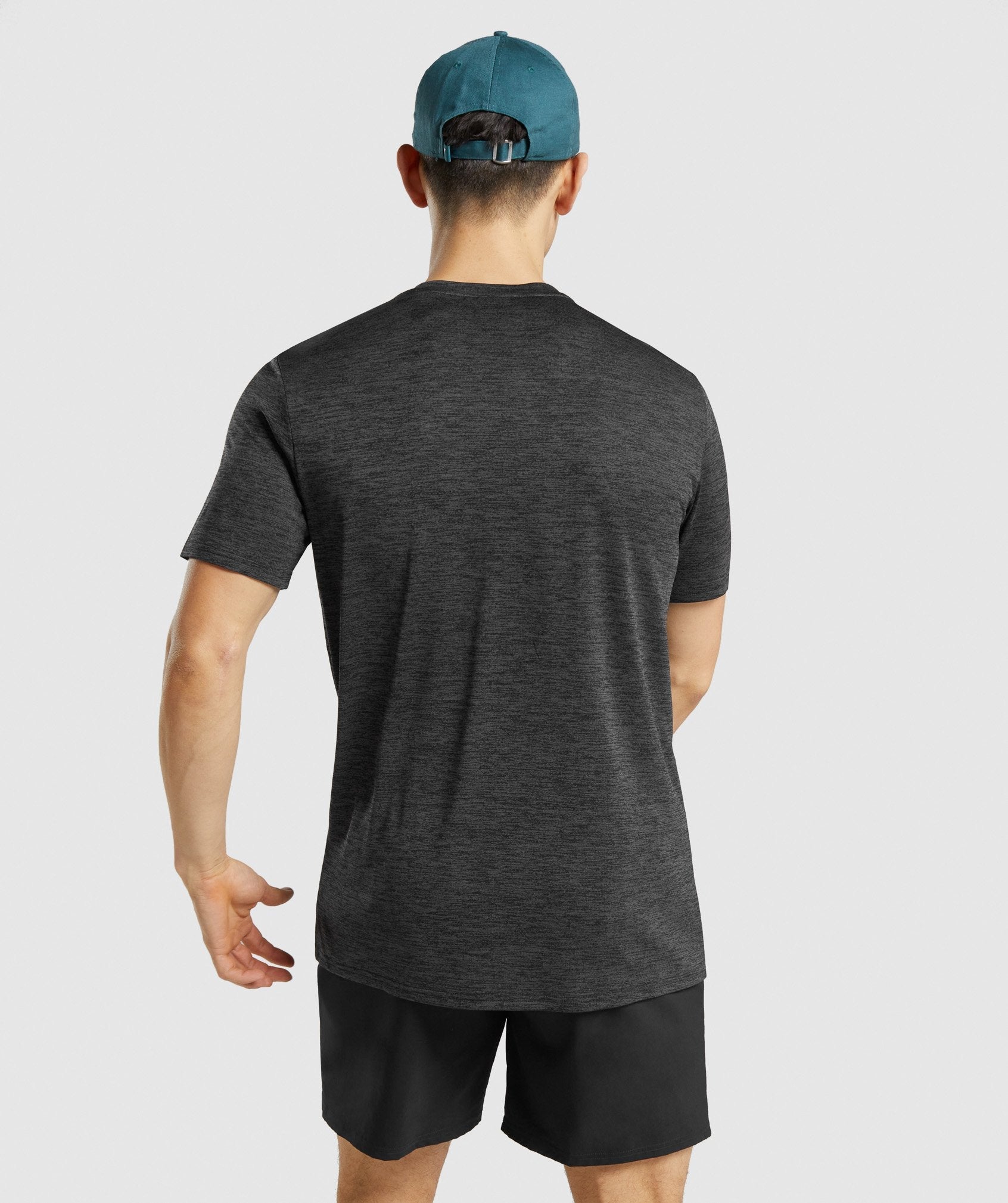 GYMSHARK GYMSHARK Men's Arrival Heather Crew Neck Tee - Premium Soft Cotton Essential Black Shirt 