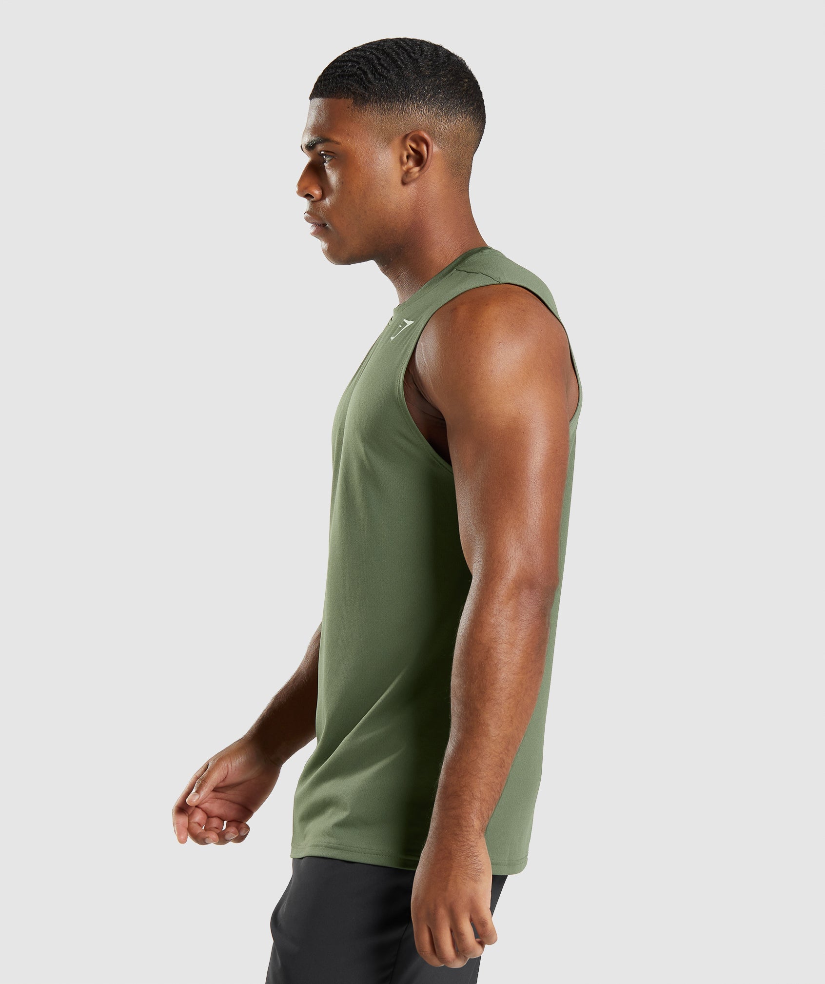 GYMSHARK Slim Fit Workout Tank - Olive Green Tone