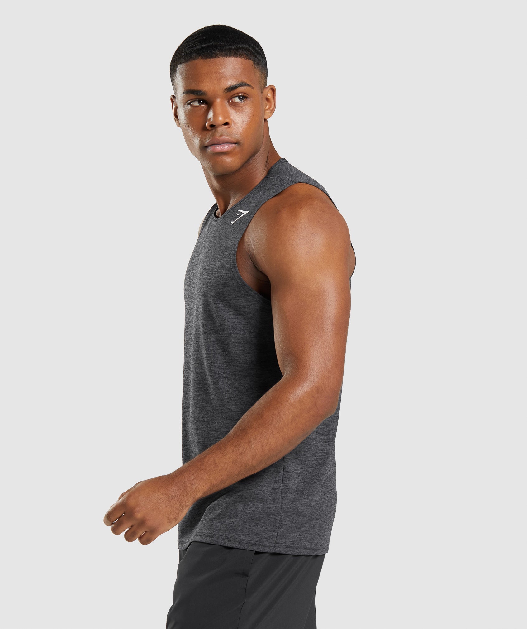 GYMSHARK Slim-Fit Marl Workout Tank Top - Charcoal Heather/Onyx Grey Athletic Shirt