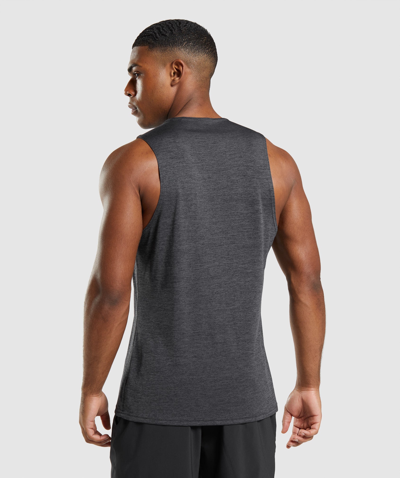 GYMSHARK Slim-Fit Marl Workout Tank Top - Charcoal Heather/Onyx Grey Athletic Shirt