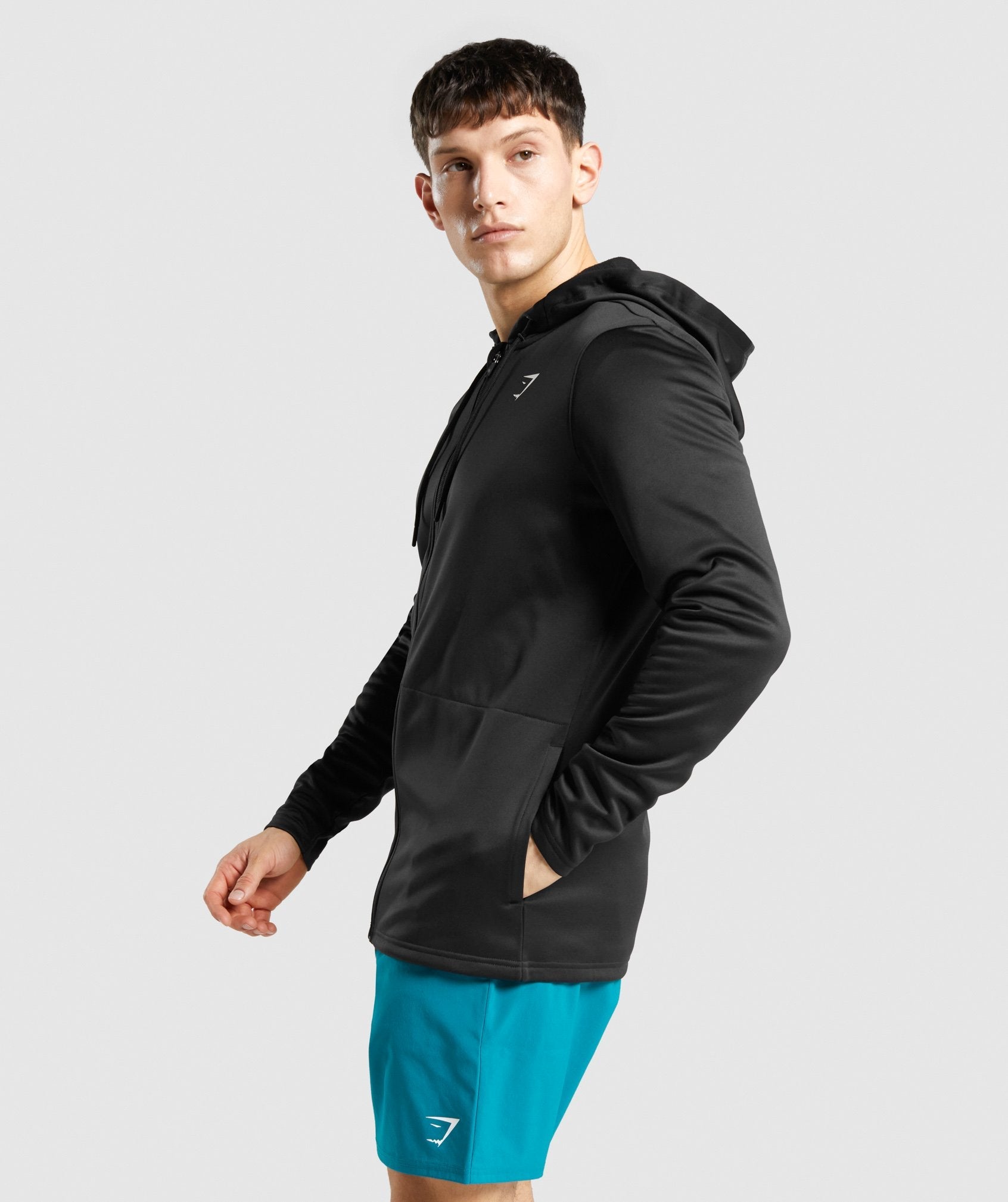 GYMSHARK Lightweight Zip-Front Training Hoodie - Onyx Black 