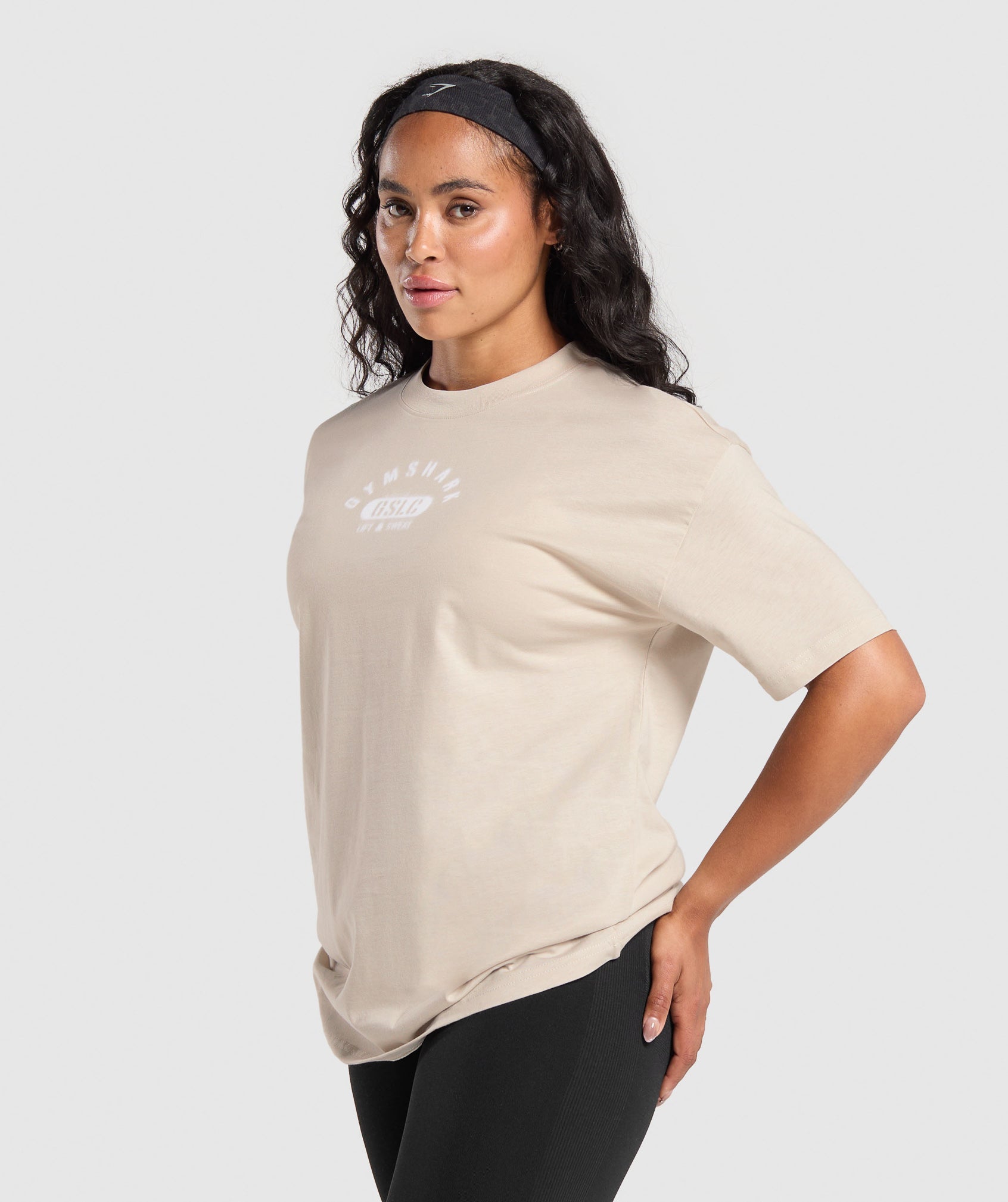 GYMSHARK Oversized Athletic Tee - Stone Grey Relaxed Fit