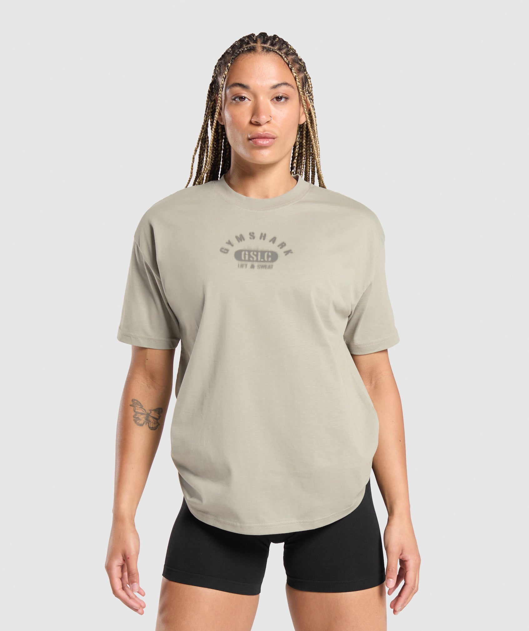 GYMSHARK ATHLETIC DEPT Relaxed Fit Cotton Tee - Soft Chalk Green