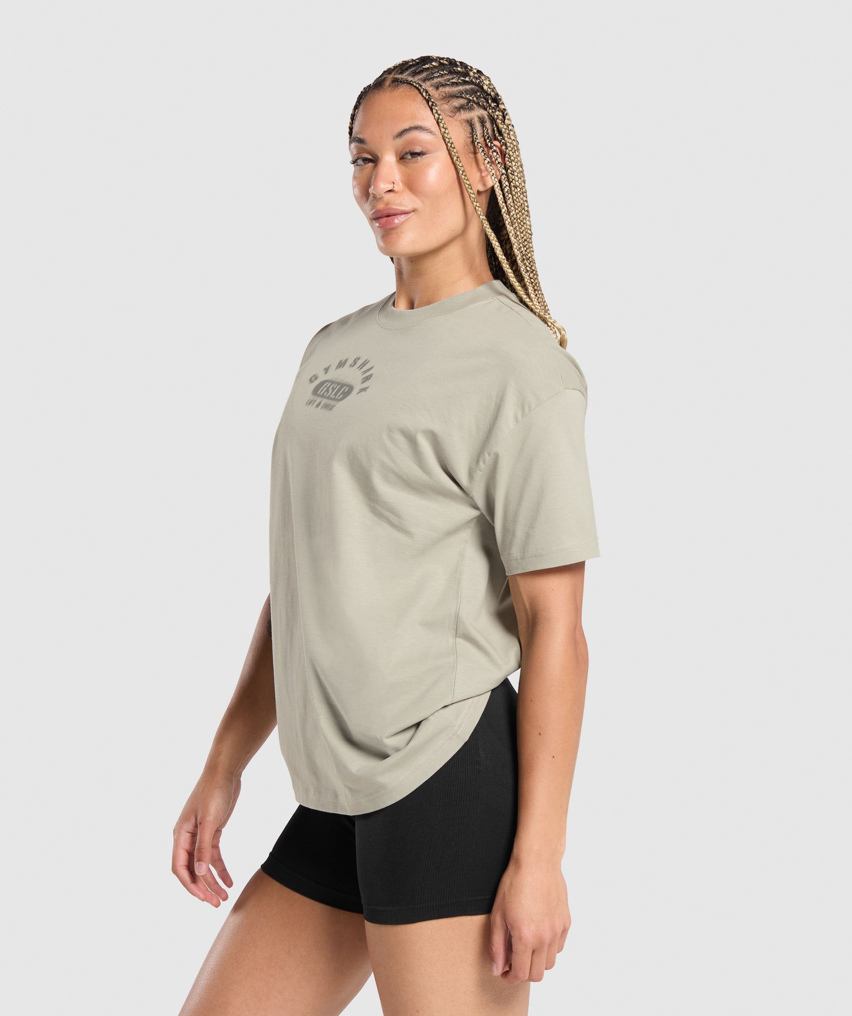 GYMSHARK ATHLETIC DEPT Relaxed Fit Cotton Tee - Soft Chalk Green