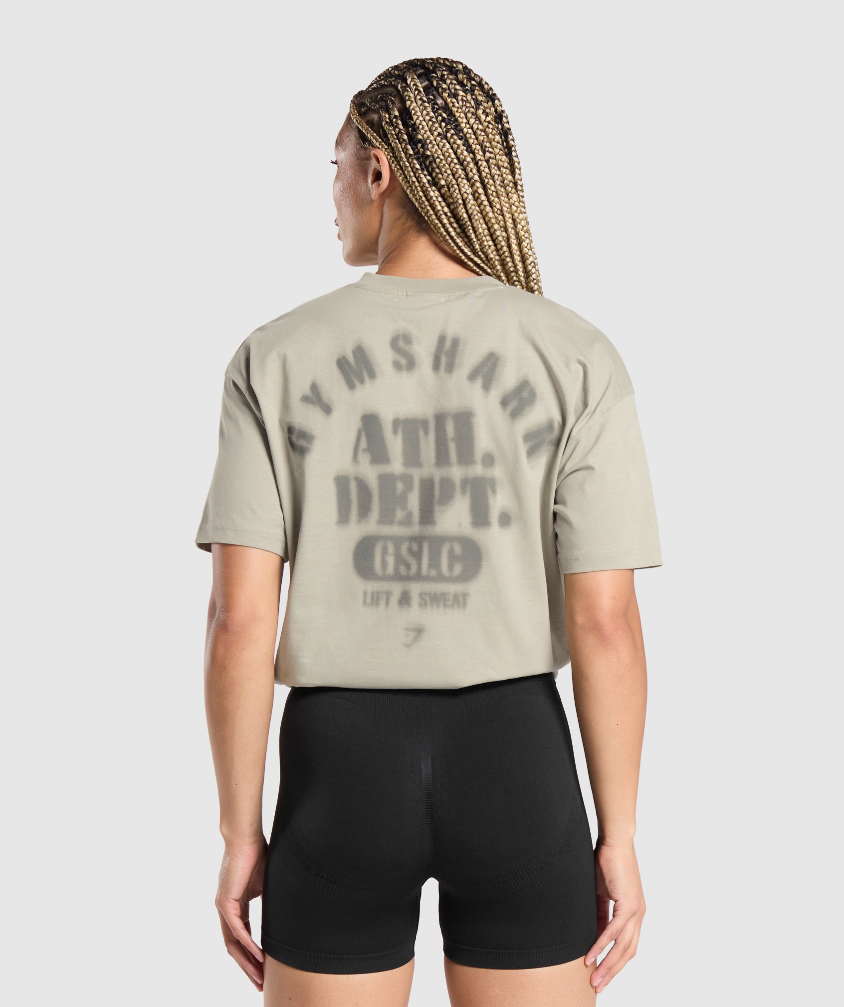 GYMSHARK ATHLETIC DEPT Relaxed Fit Cotton Tee - Soft Chalk Green