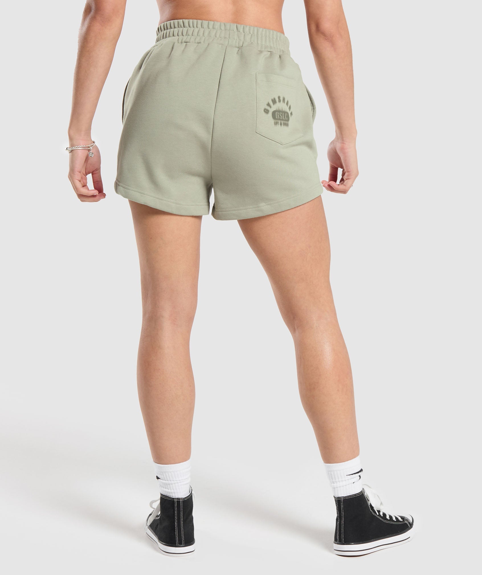 GYMSHARK Athletic Training Shorts - Breathable Chalk Green Color 