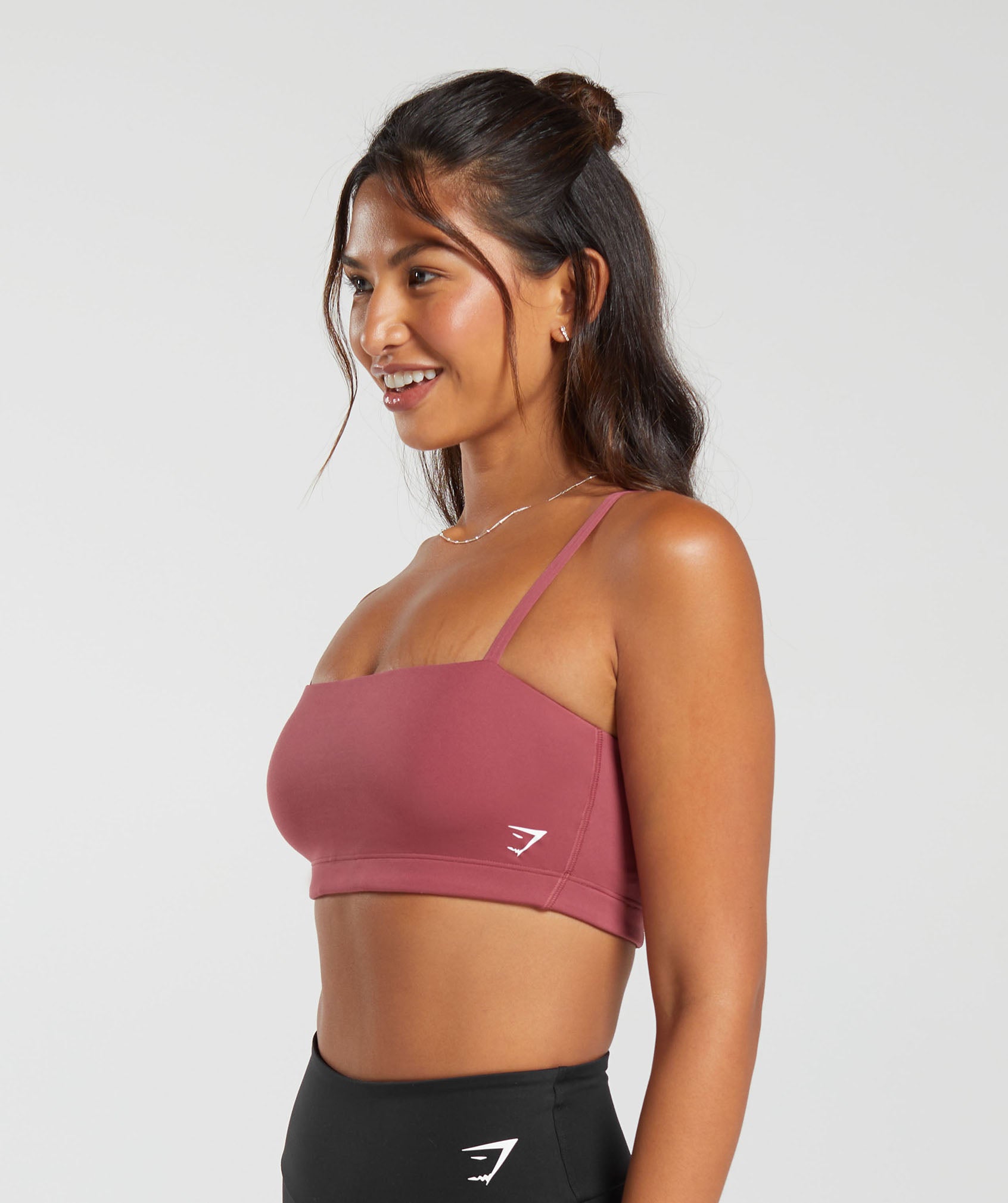 GYMSHARK Gymshark Seamless Bandeau Workout Bra - Berry Tint, Comfort Fit for Yoga & High-Intensity Training 