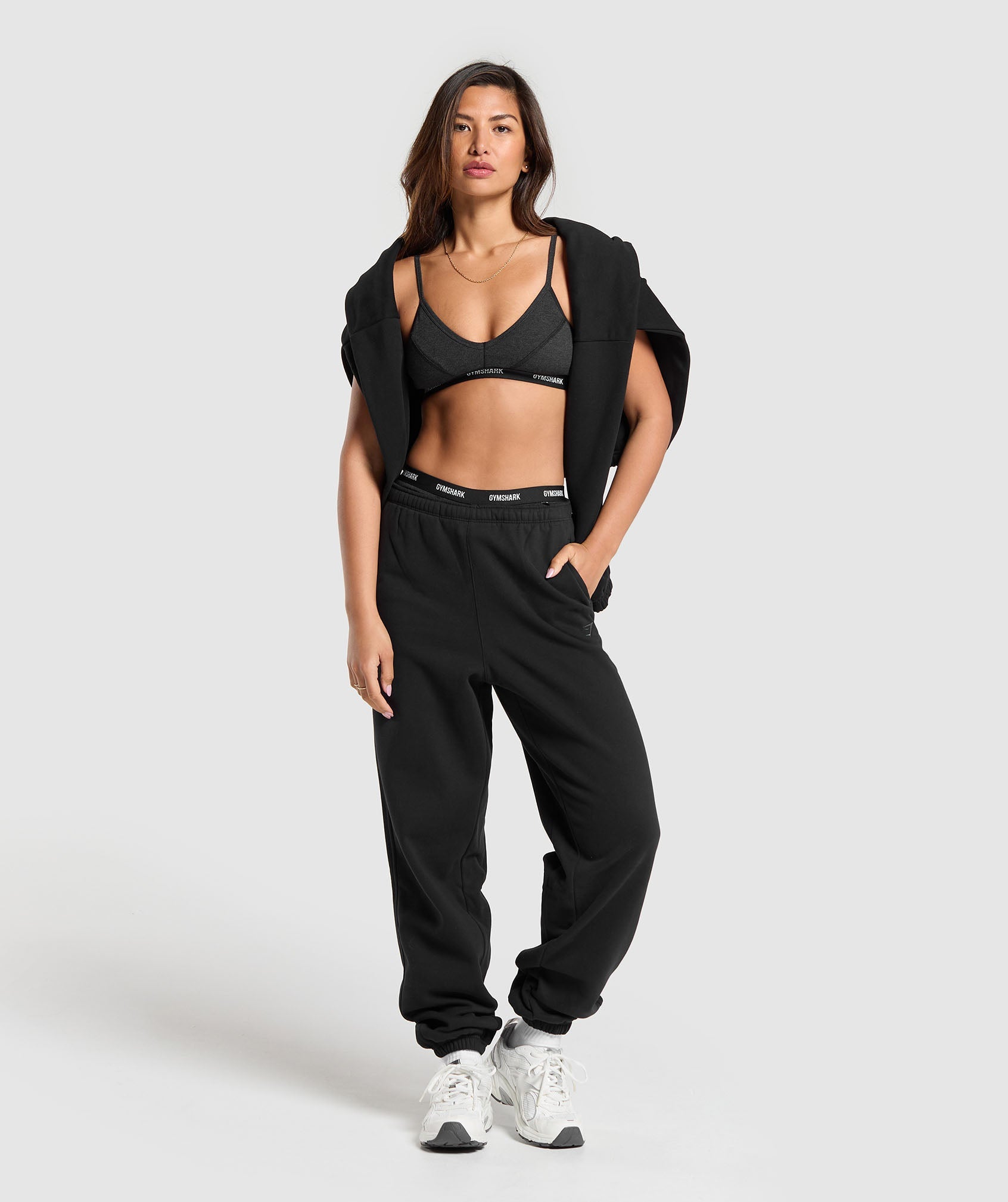GYMSHARK Cozy Fleece-Lined Joggers - Soft Winter Training Pants in Classic Black 
