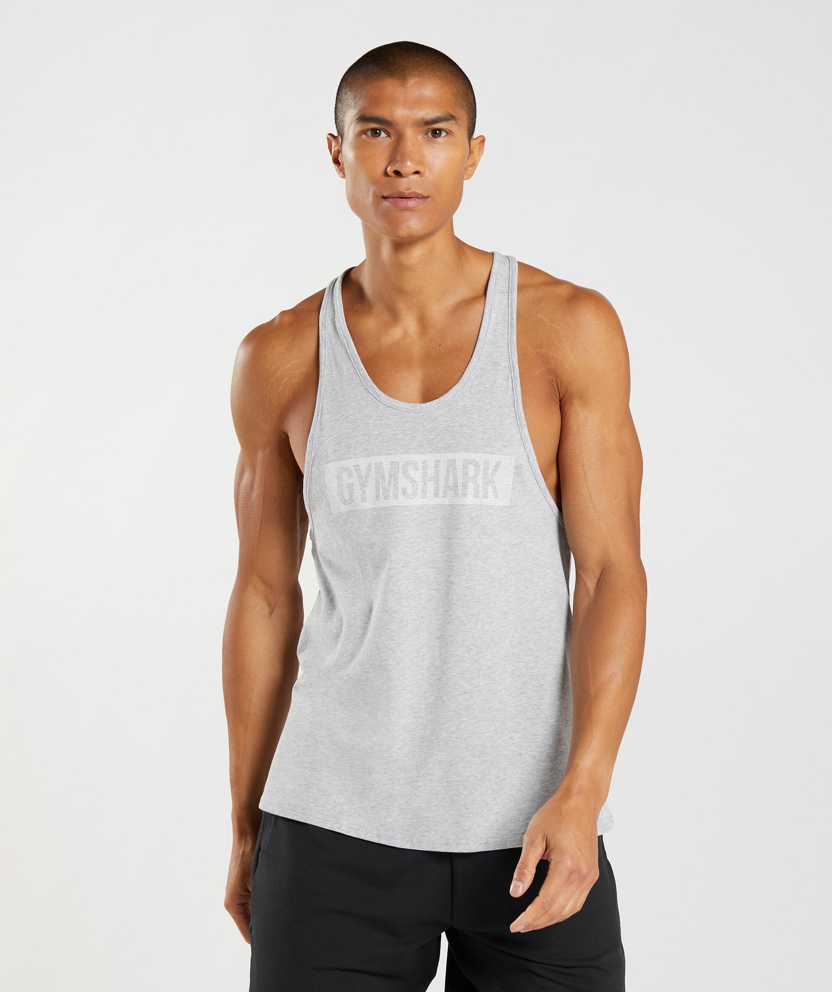 GYMSHARK Athletic Block Stringer Tank - Heathered Light Gray Marl